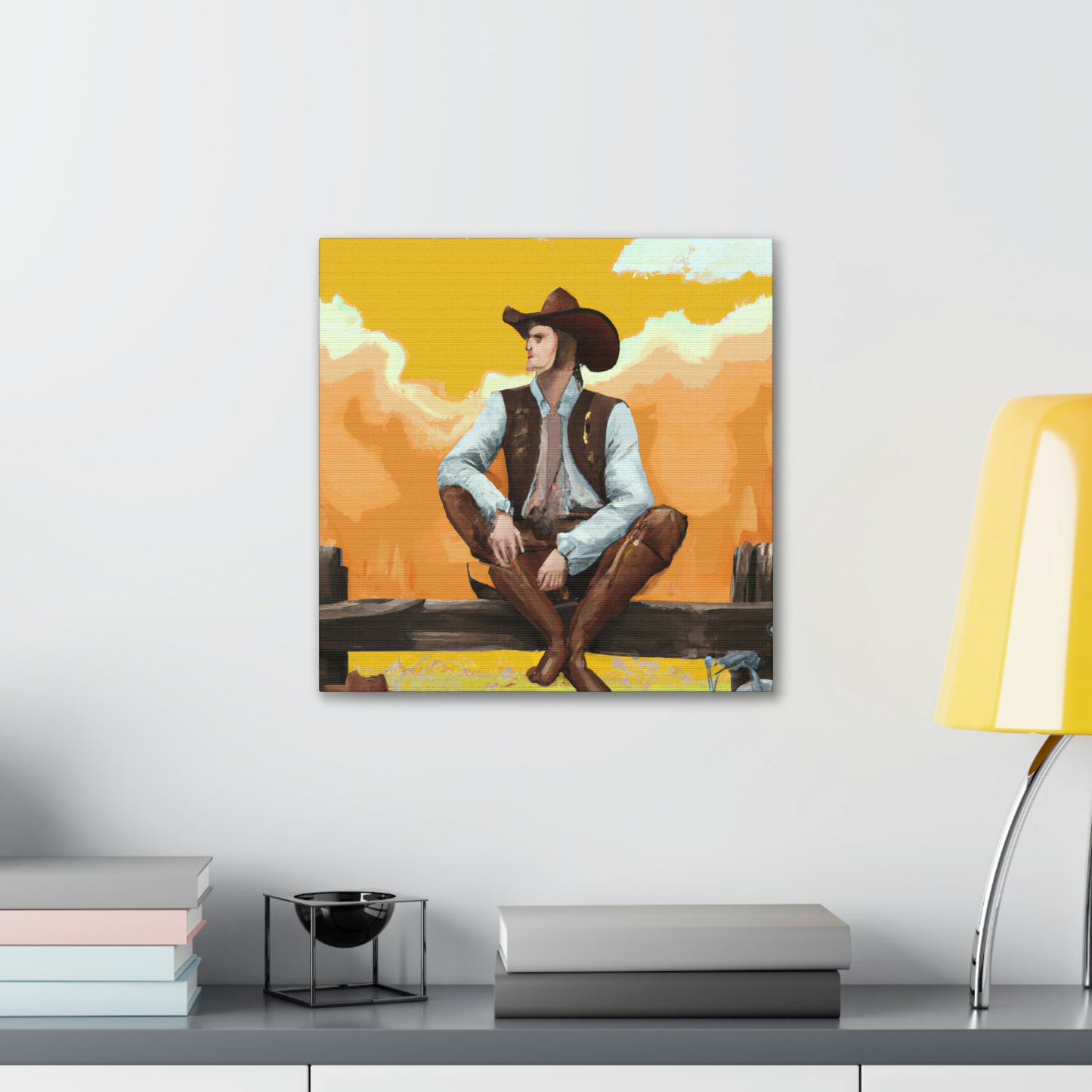 "Cowboy on a Fence" - Canvas