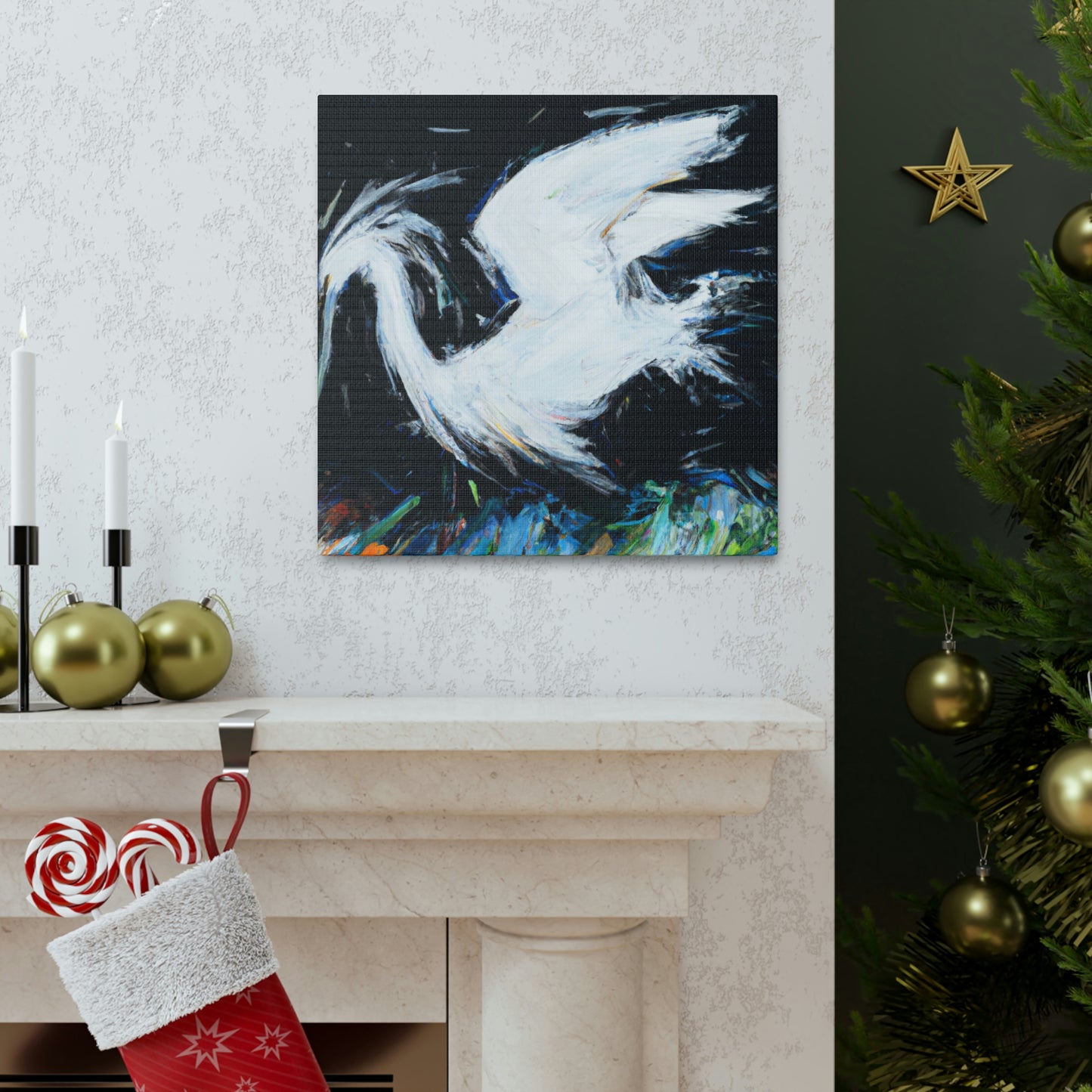 Snowy Egret Splendor. - Canvas