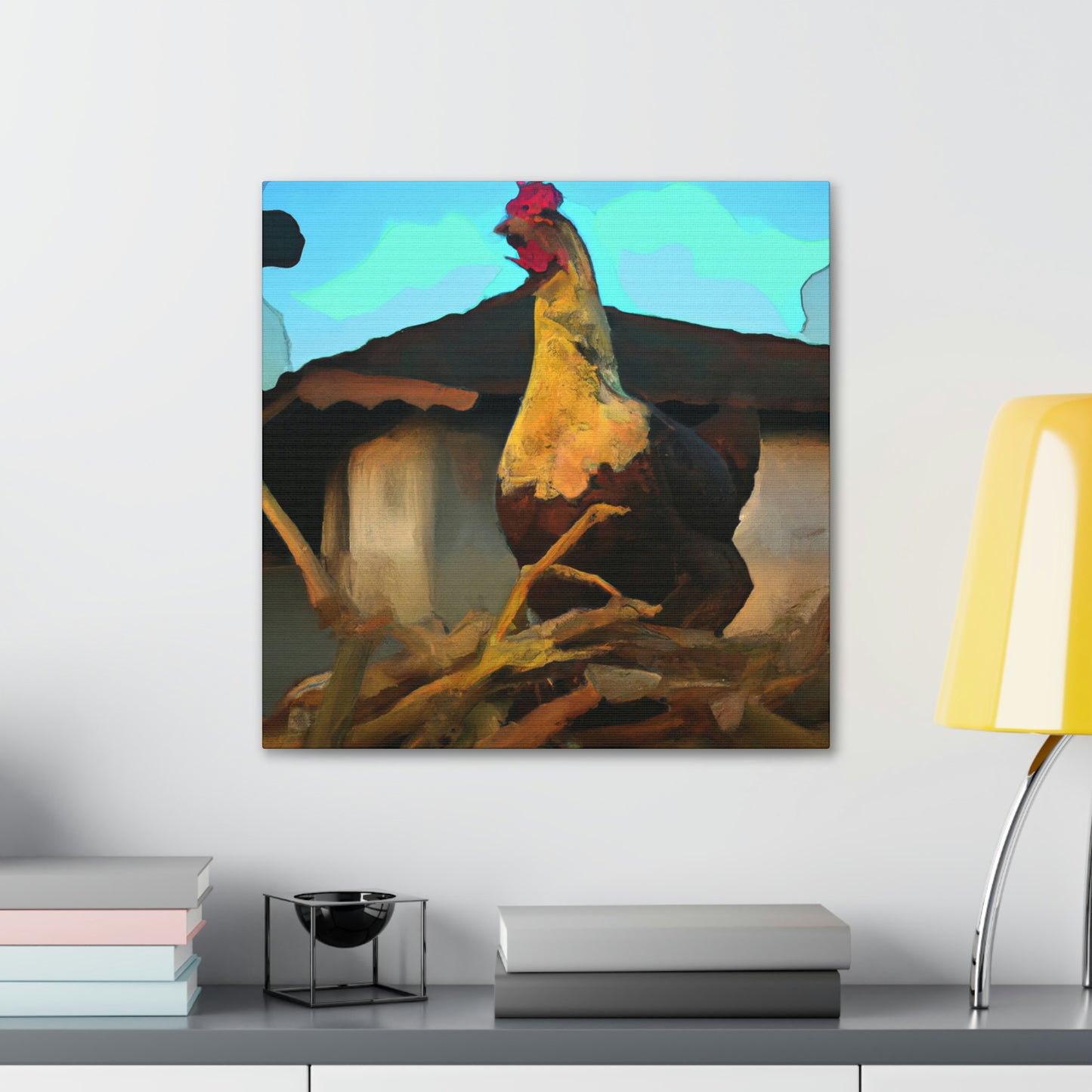 "Hen in Sunset Glow" - Canvas