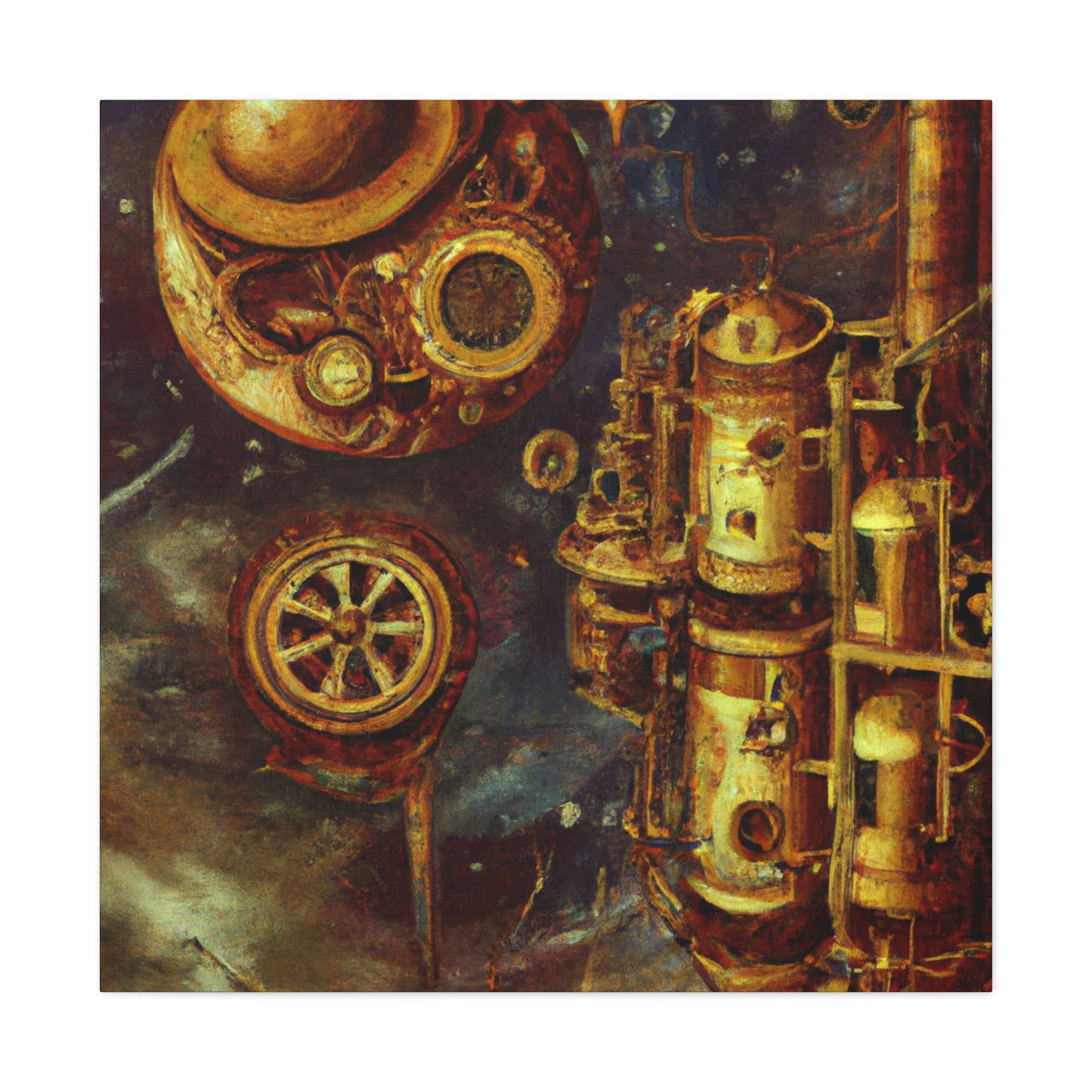 "Steampunk Space Station Dreams" - Canvas