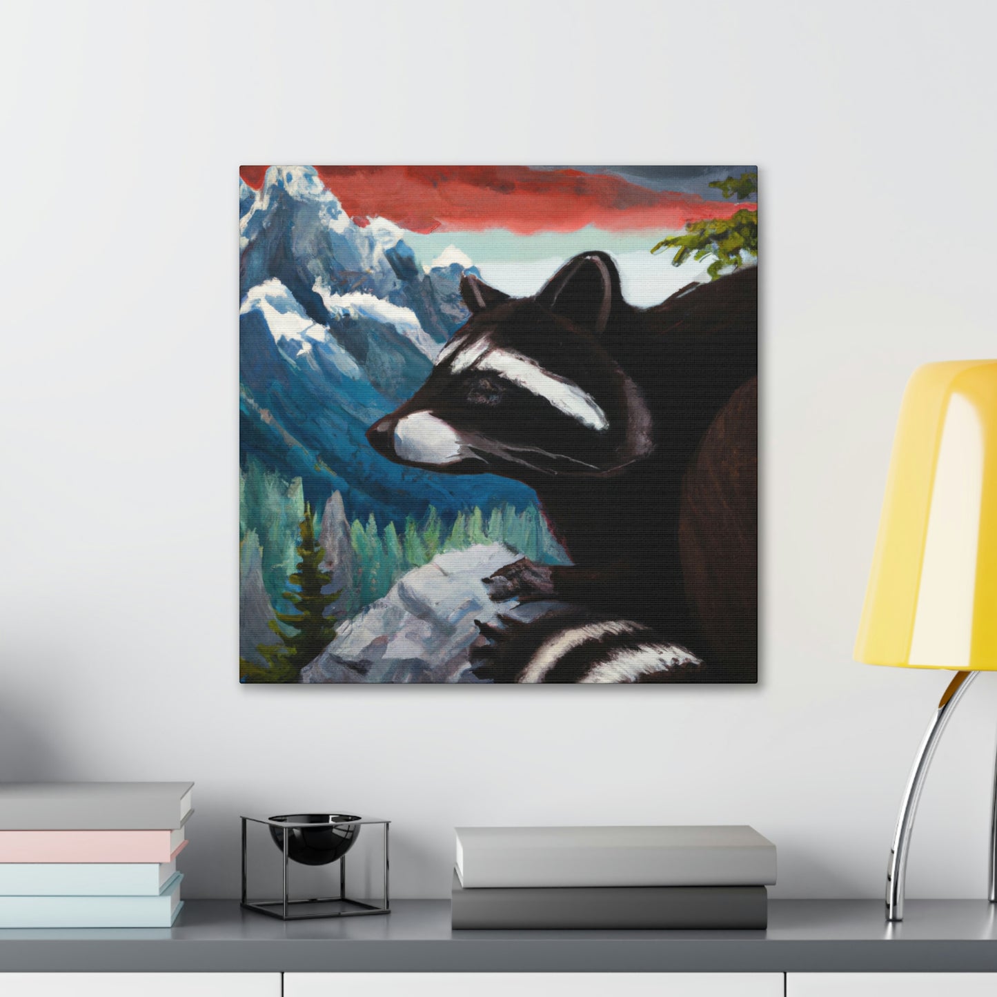 Raccoon in Art Deco. - Canvas