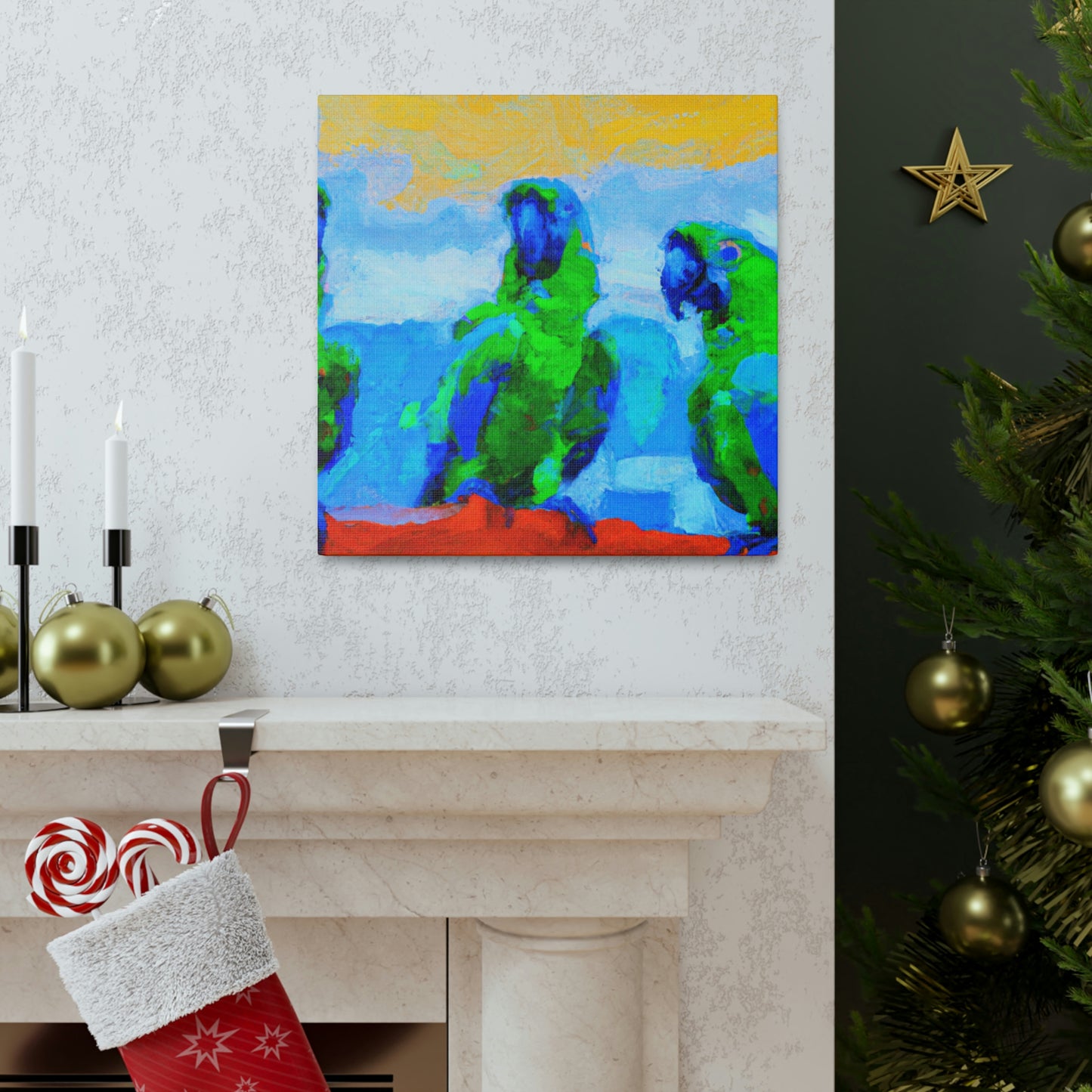 "Parrots Tinged with Passion" - Canvas