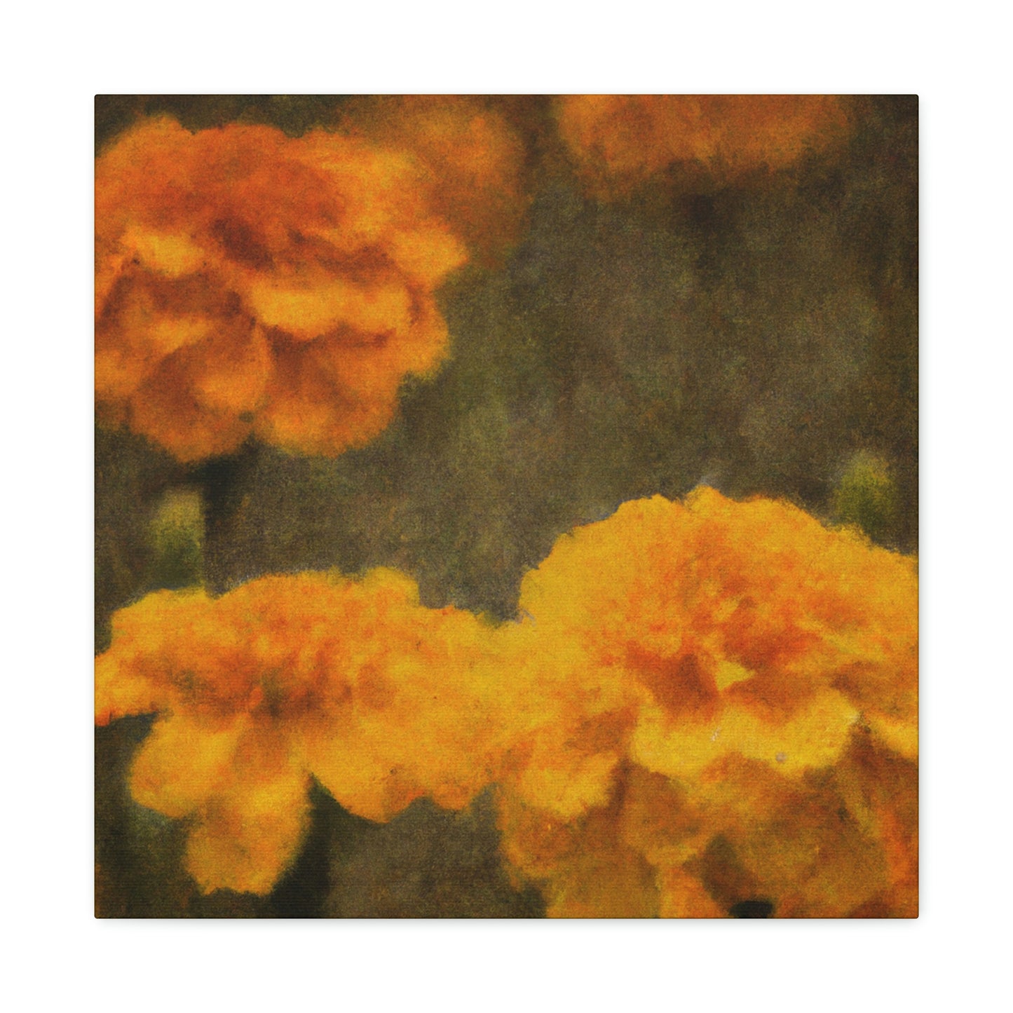 "Marigolds in Digital Embrace" - Canvas