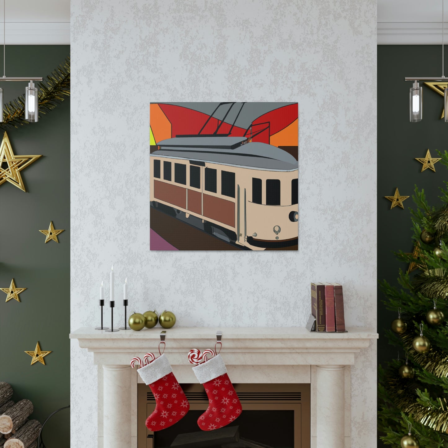 "Tram of Twinkling Lights" - Canvas