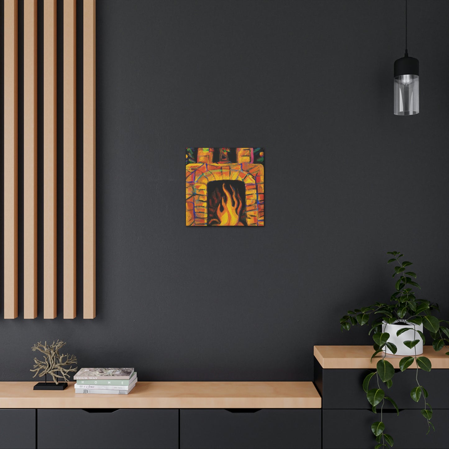 "Flaming Fireplace Flair" - Canvas