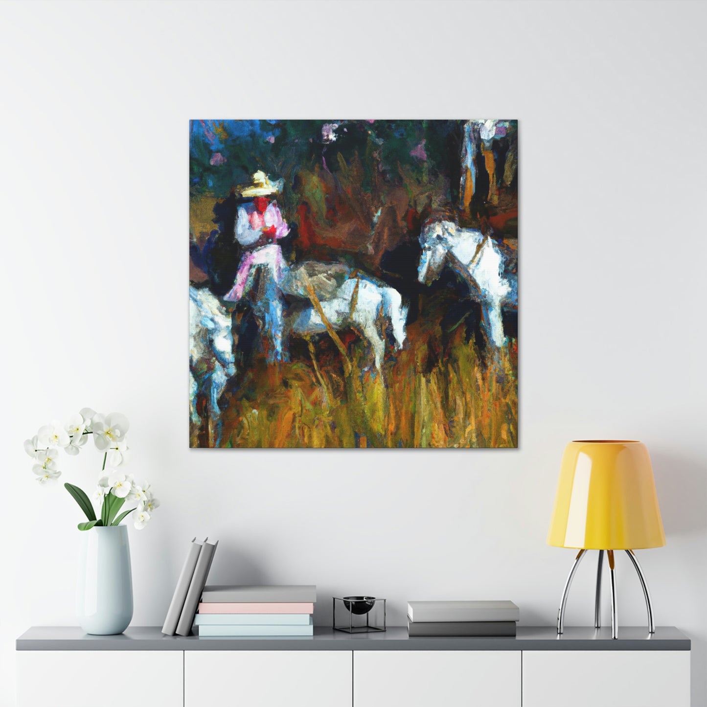 "Grazing Horses, Expression" - Canvas