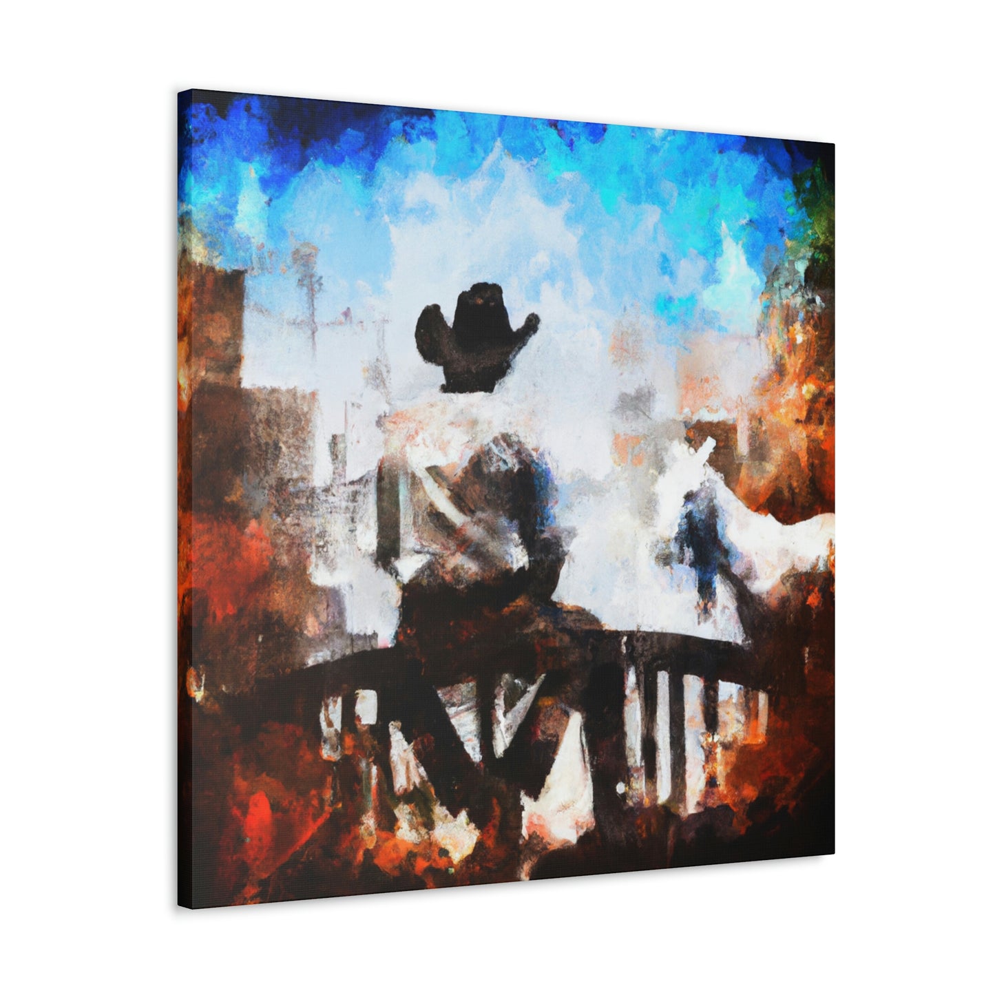 Cowboy on a Fence - Canvas