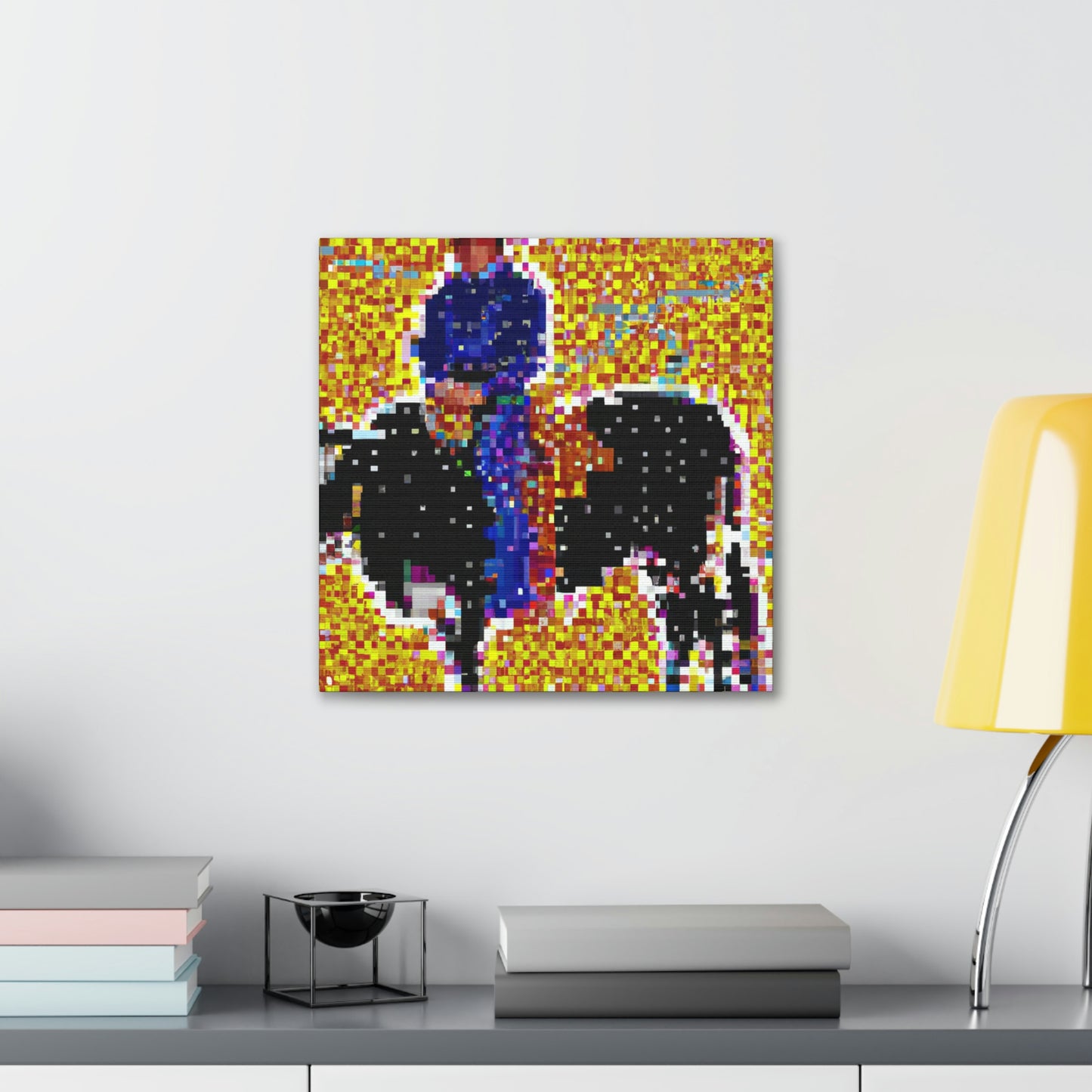 Branding Cattle Pointillism - Canvas