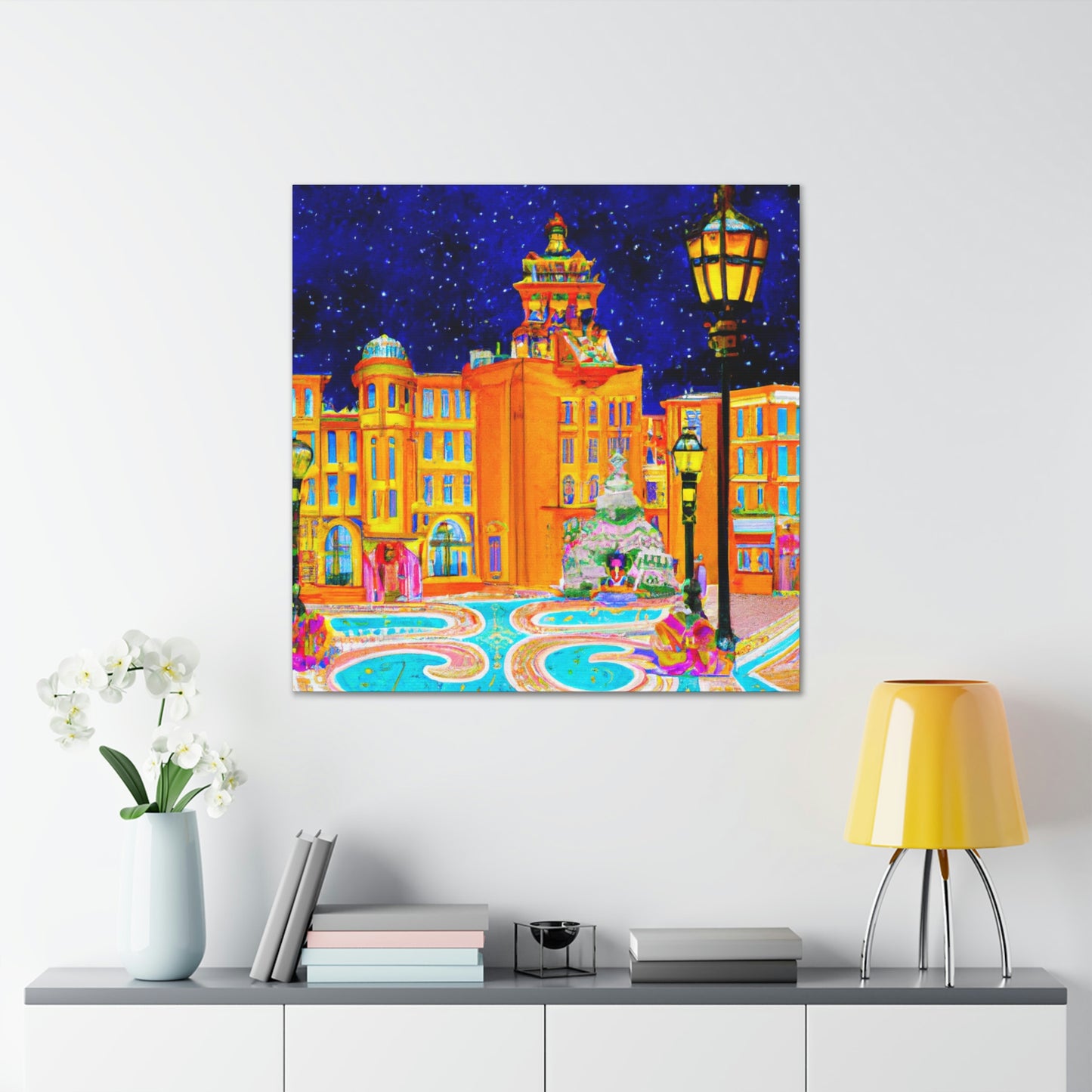 City Square in Moonlight - Canvas