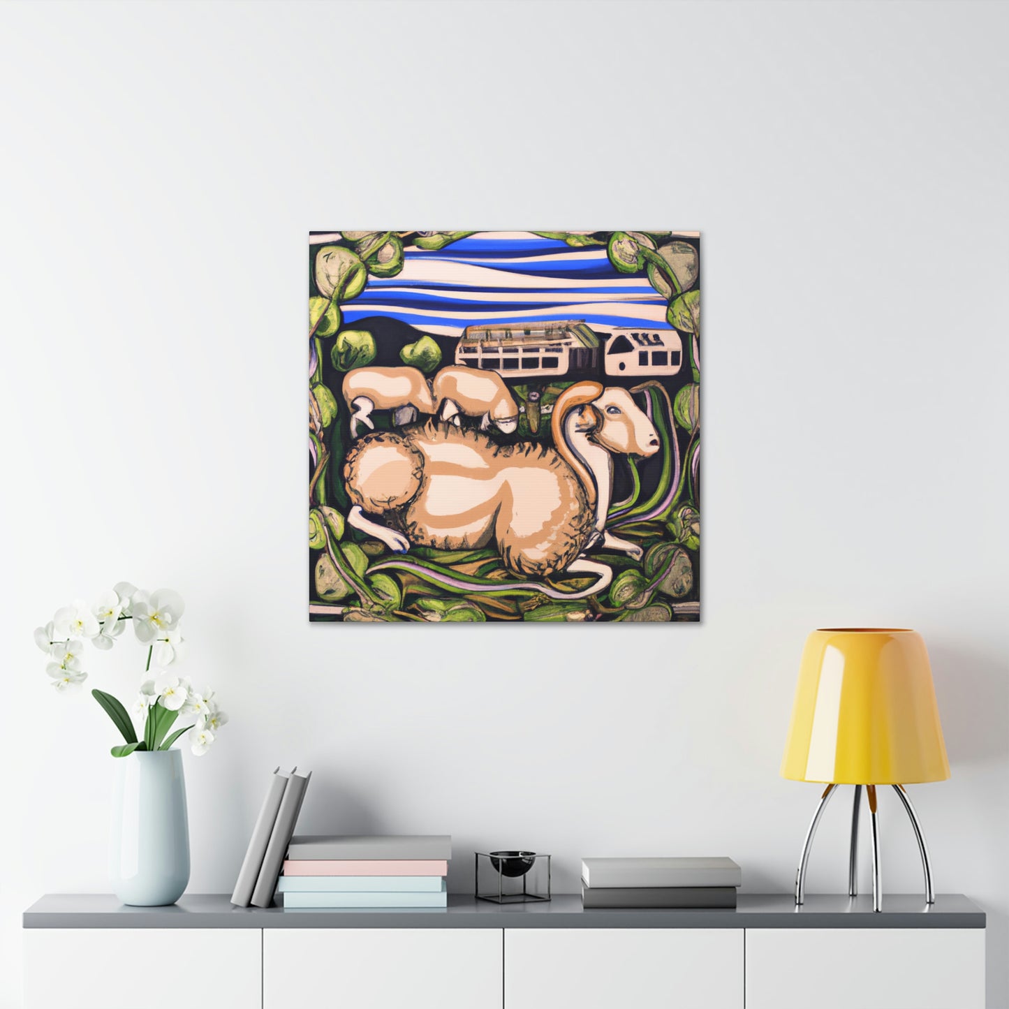 Sheep in Jamunarose - Canvas