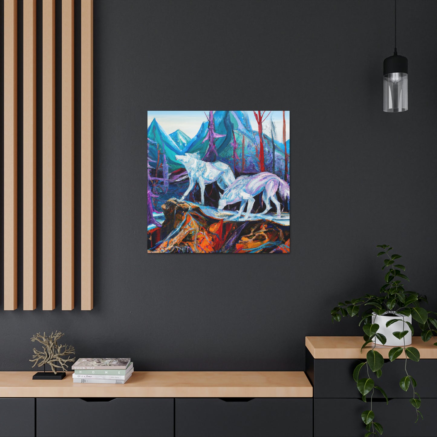 "Wolf at Midnight Glow" - Canvas