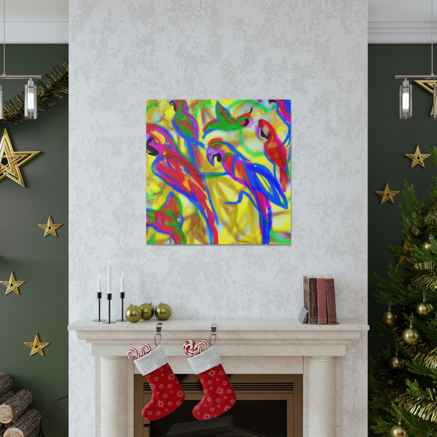 "Macaws in Flight Expressionism" - Canvas