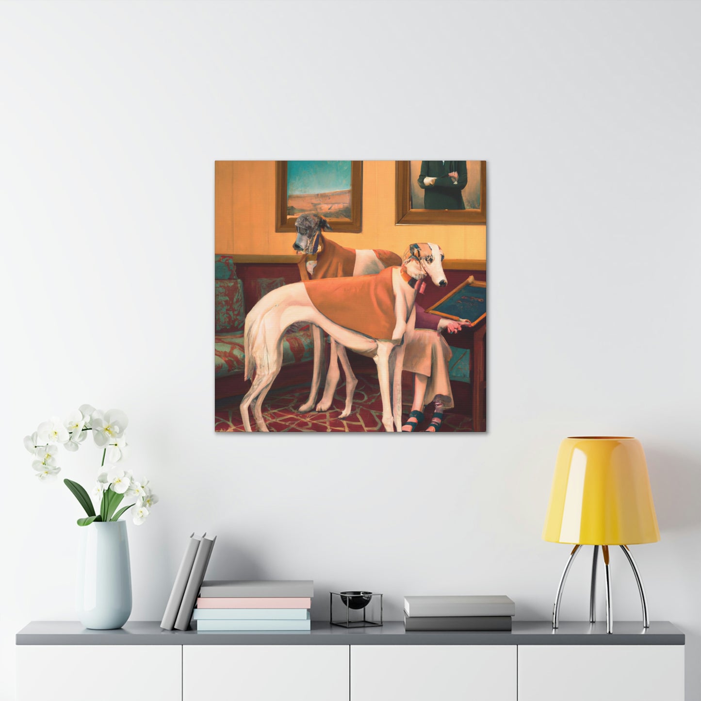 Greyhound in Moonlight. - Canvas