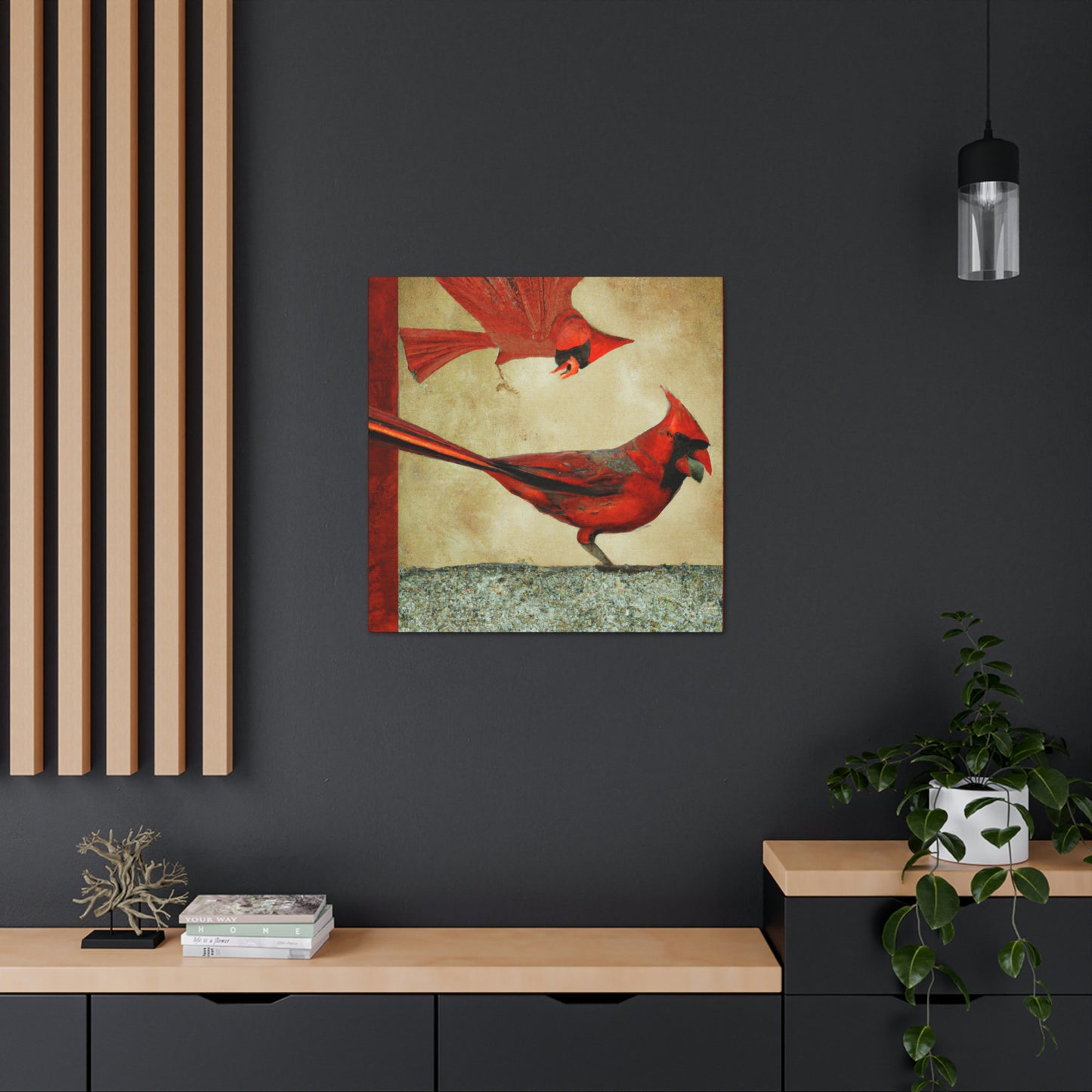 "Cardinal in Art Deco" - Canvas