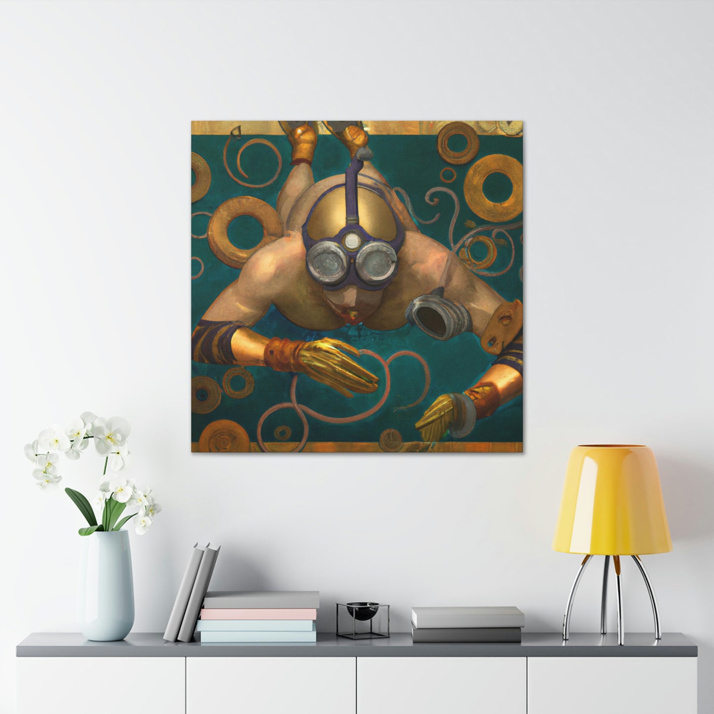 "Swimming in Steampunk Era" - Canvas