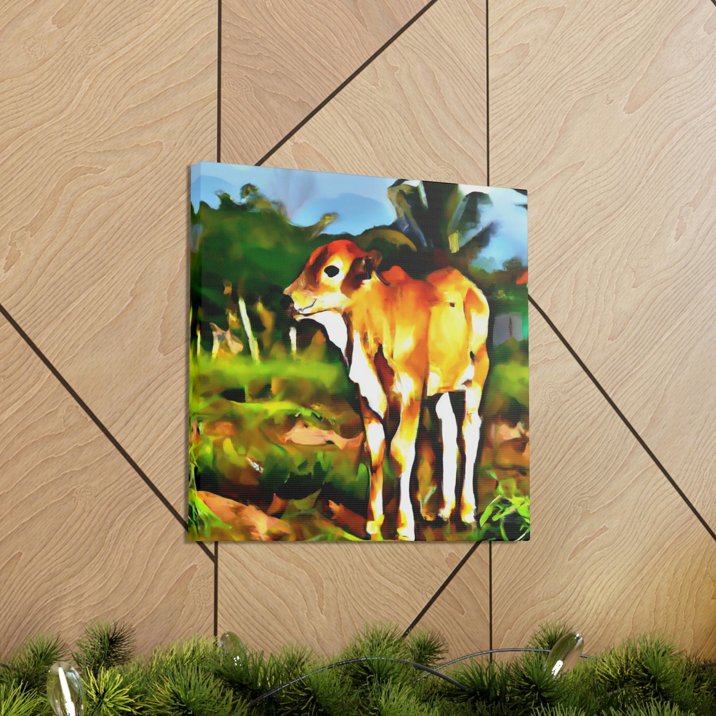 Calf in Neon Glory - Canvas