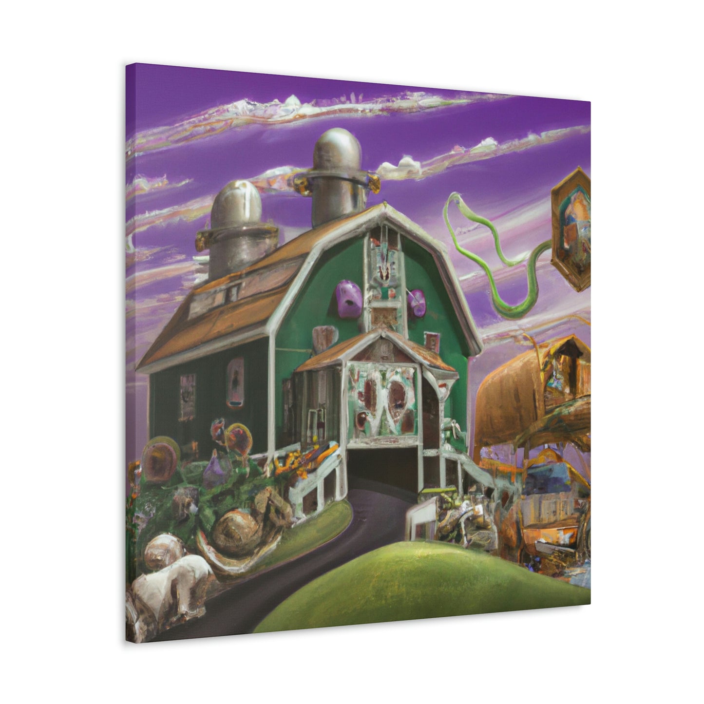 "Barn at Twilight Dreamscape" - Canvas