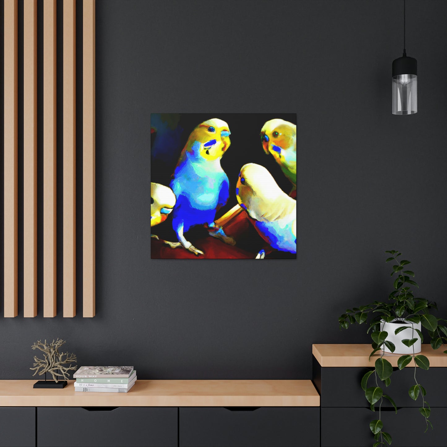 Parakeets in Deco - Canvas