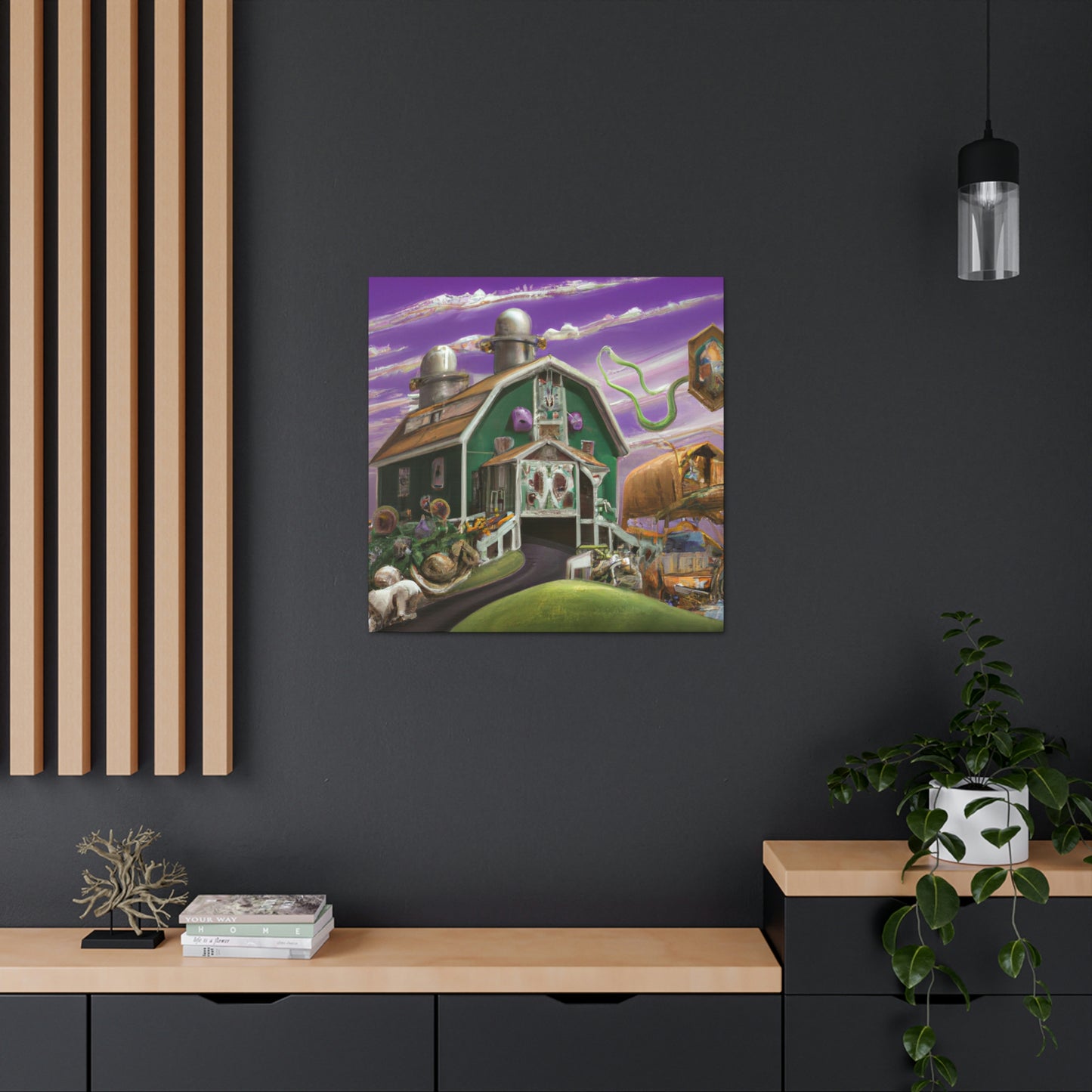 "Barn at Twilight Dreamscape" - Canvas