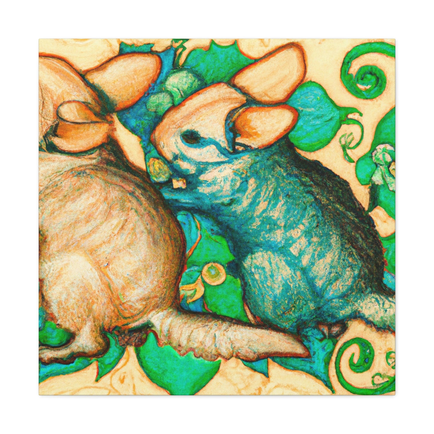 Chinchillas in Bloom - Canvas