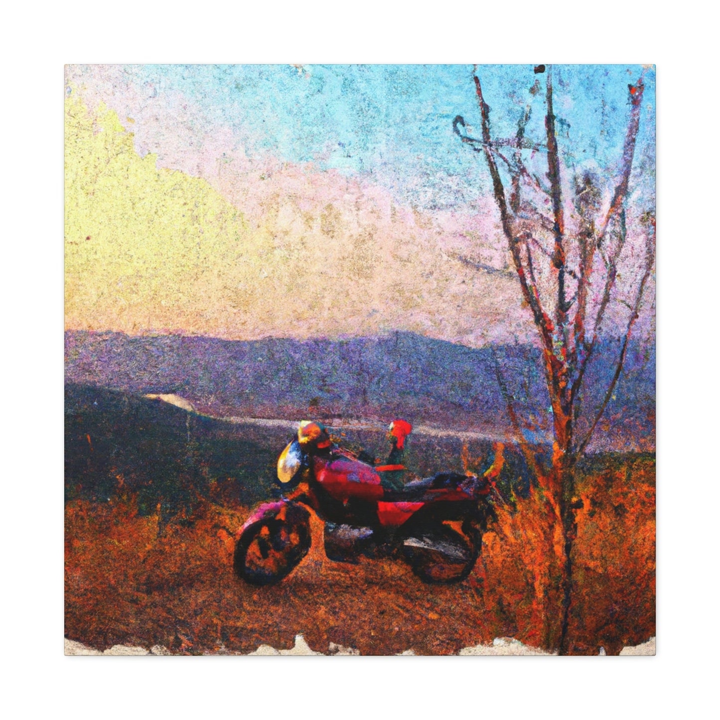 "Motorcycles in Moonlight" - Canvas