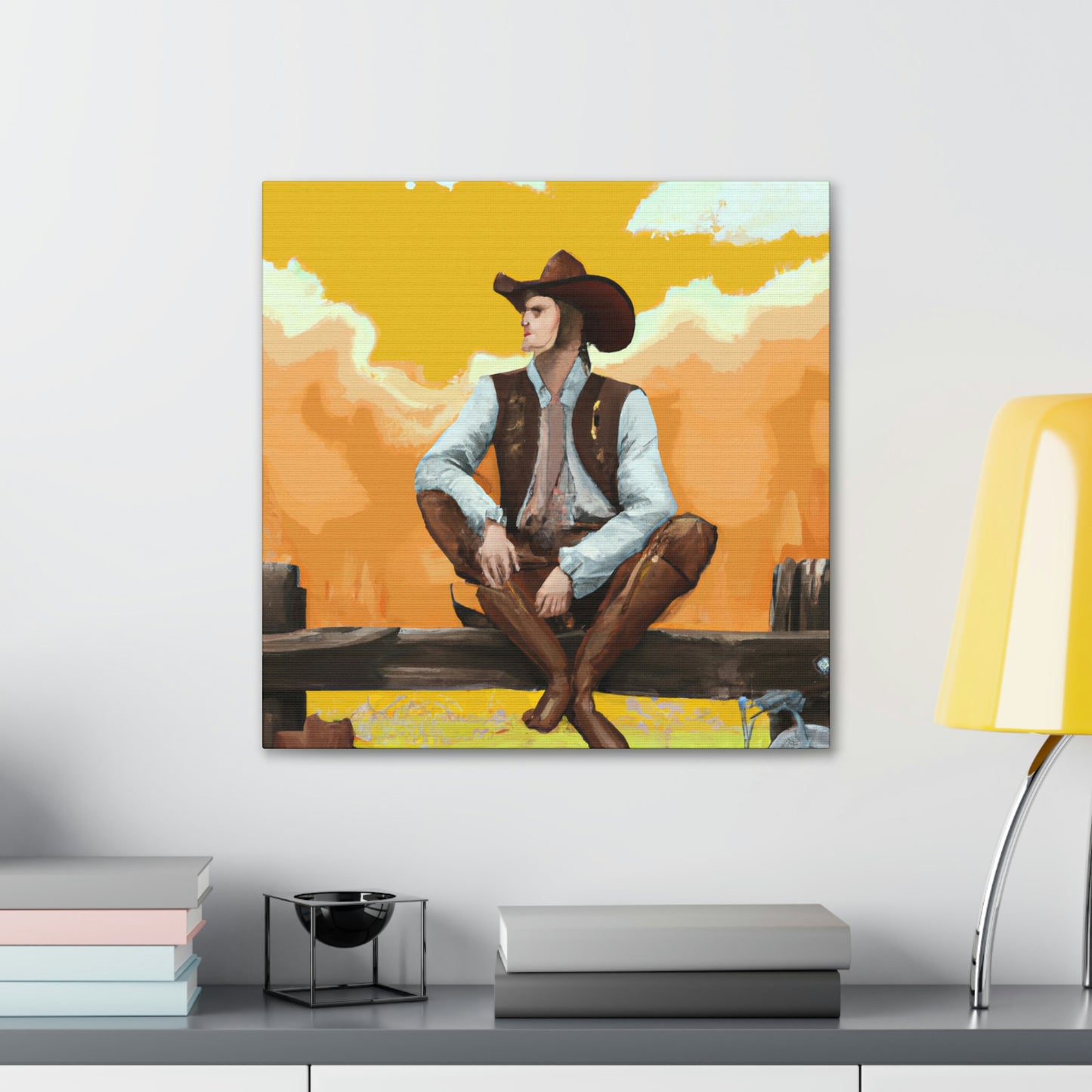 "Cowboy on a Fence" - Canvas