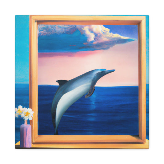 "Dolphins in Midnight Blue" - Canvas