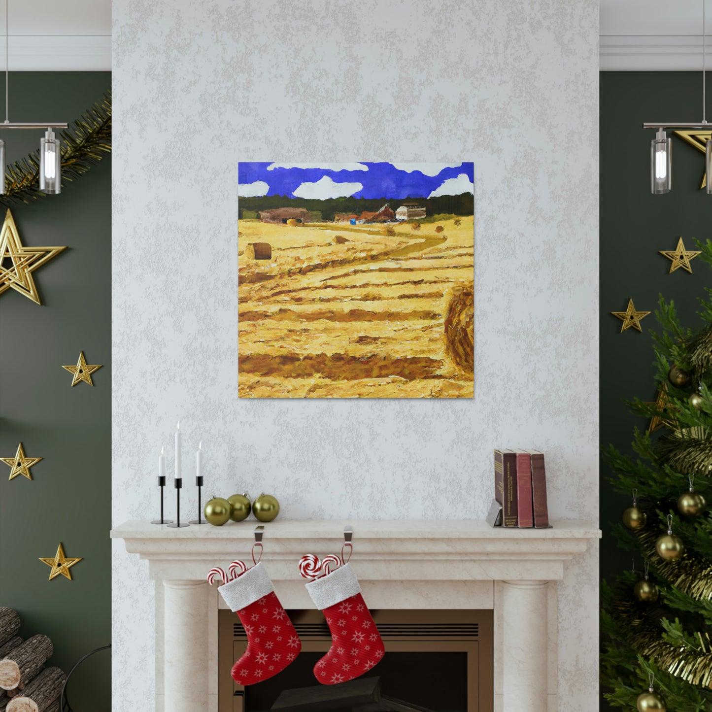 Hayfield by Moonlight - Canvas