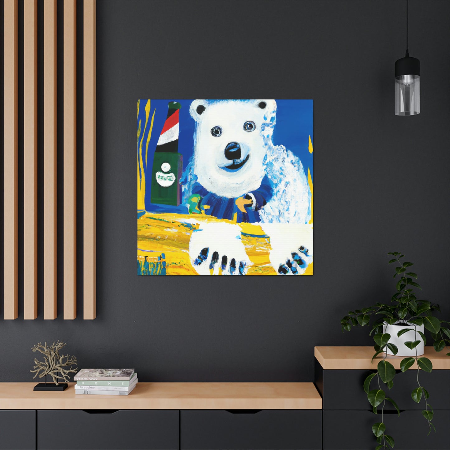 Polar Bear Reflection. - Canvas