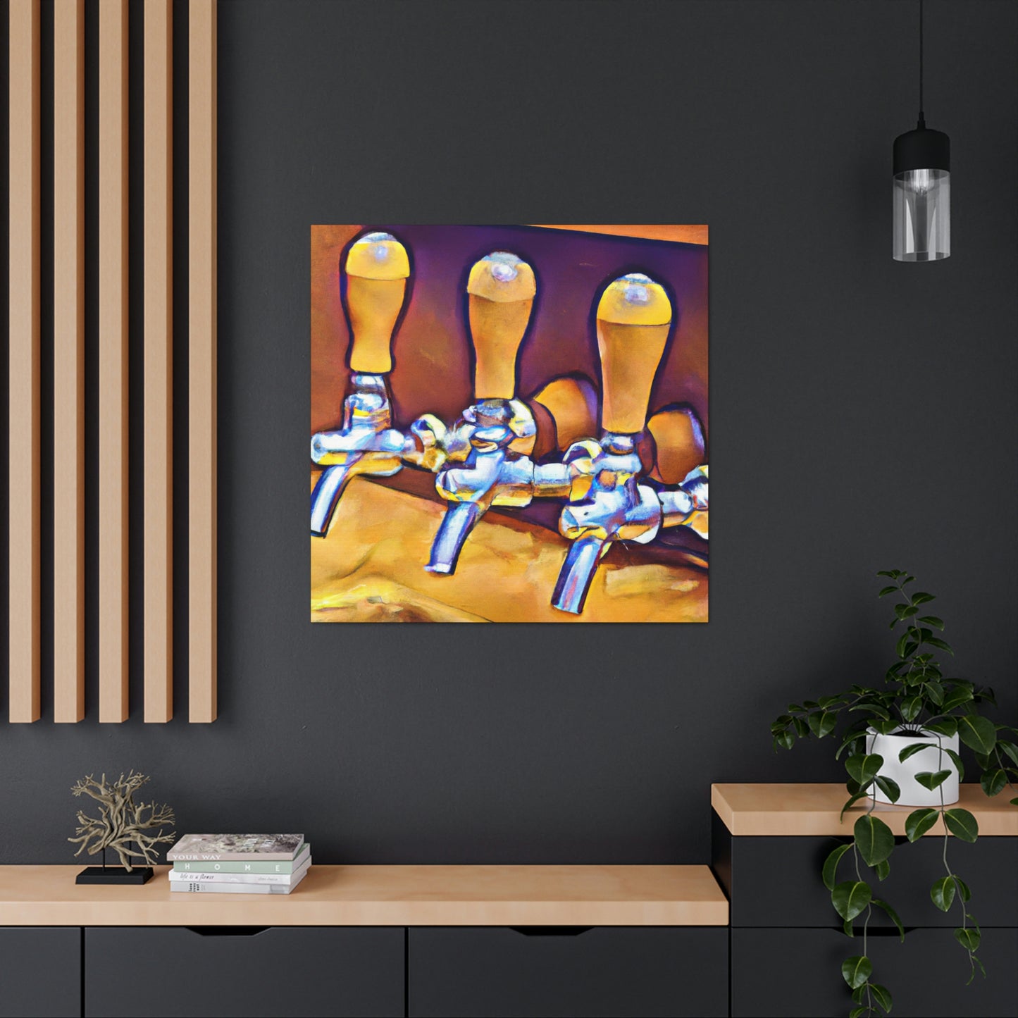 Pouring Night Bar Tap - Canvas