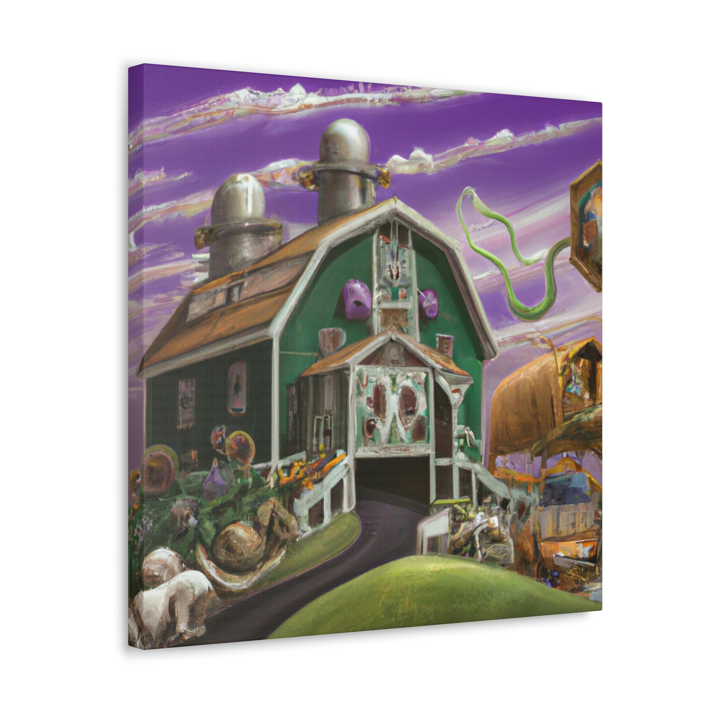 "Barn at Twilight Dreamscape" - Canvas