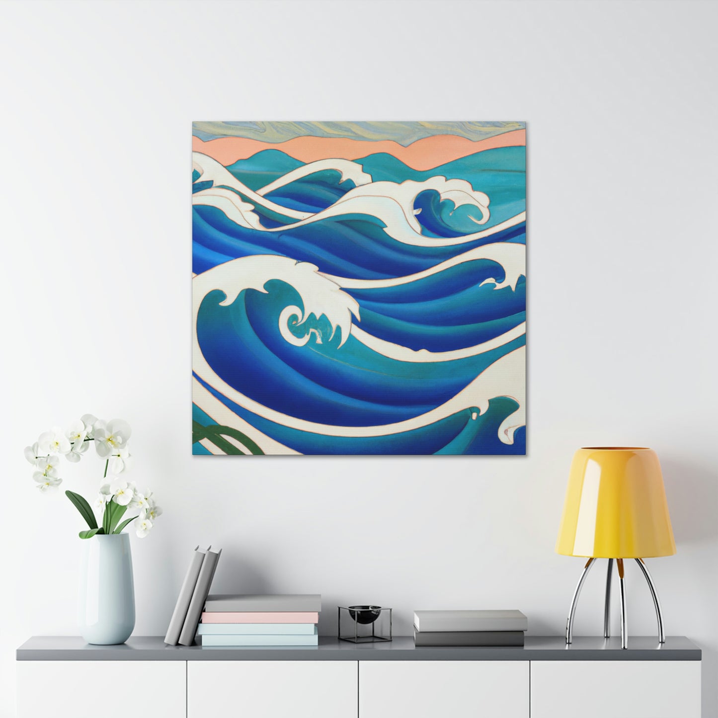 "Glimmering Ocean Fireworks" - Canvas