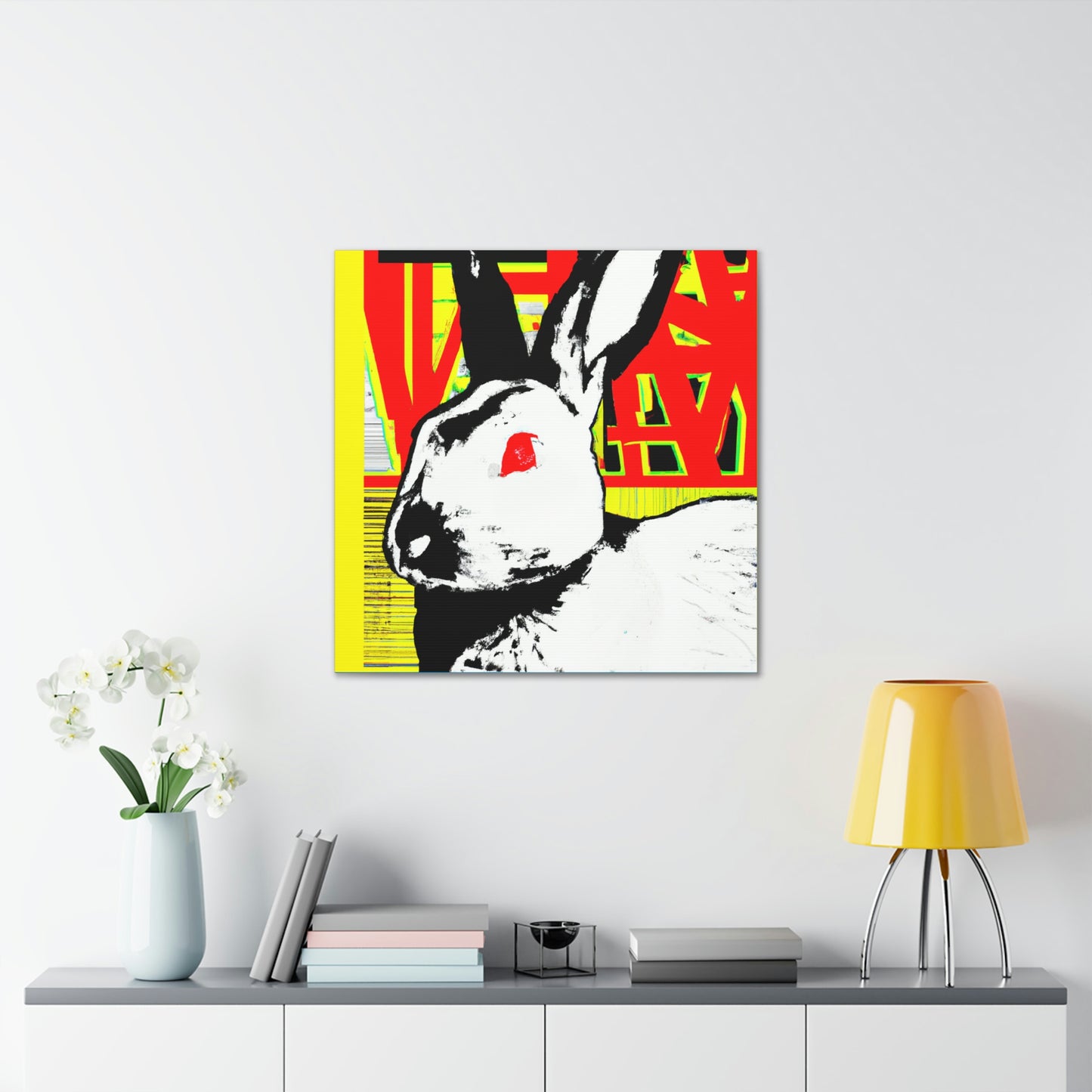 Rabbit in Moonlight Glow. - Canvas