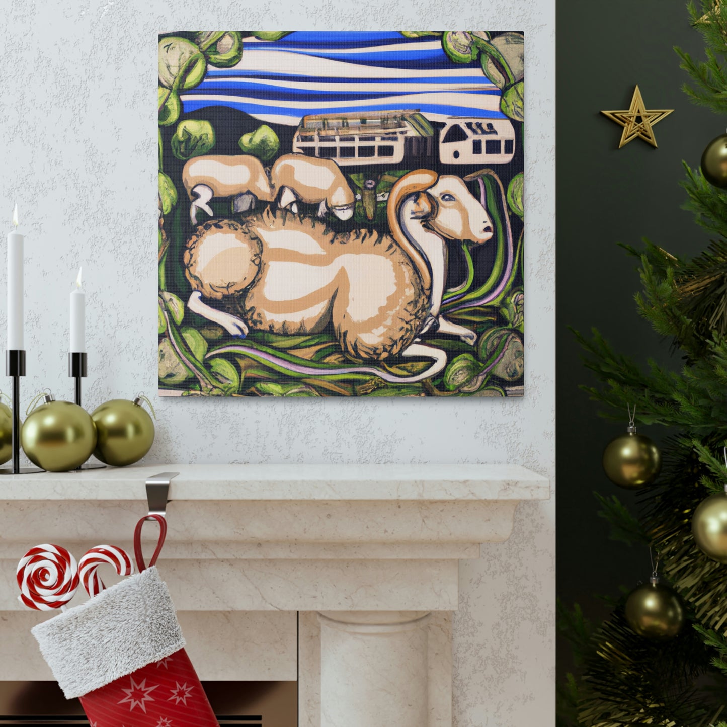 Sheep in Jamunarose - Canvas