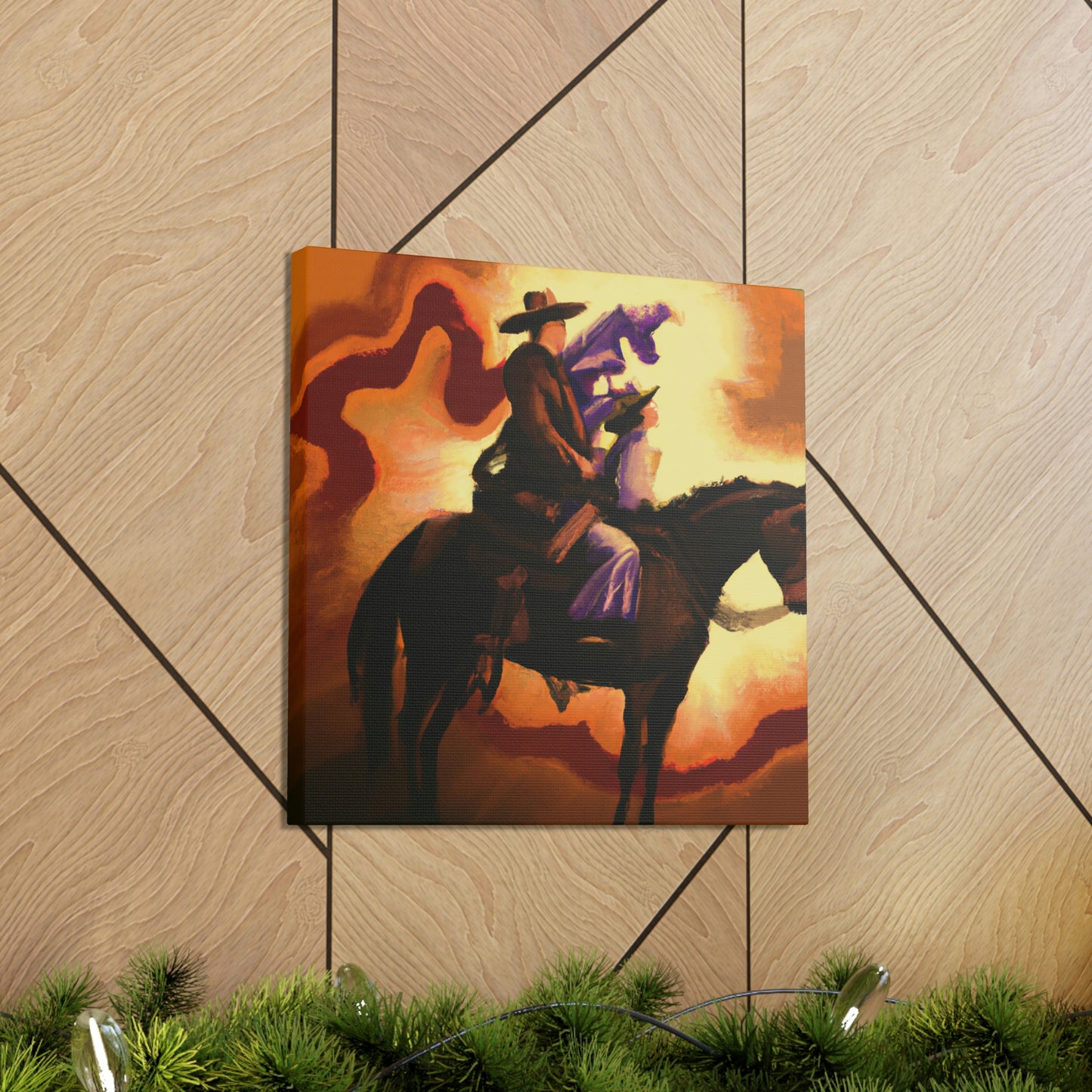 "Cowboy on Horseback Ride" - Canvas