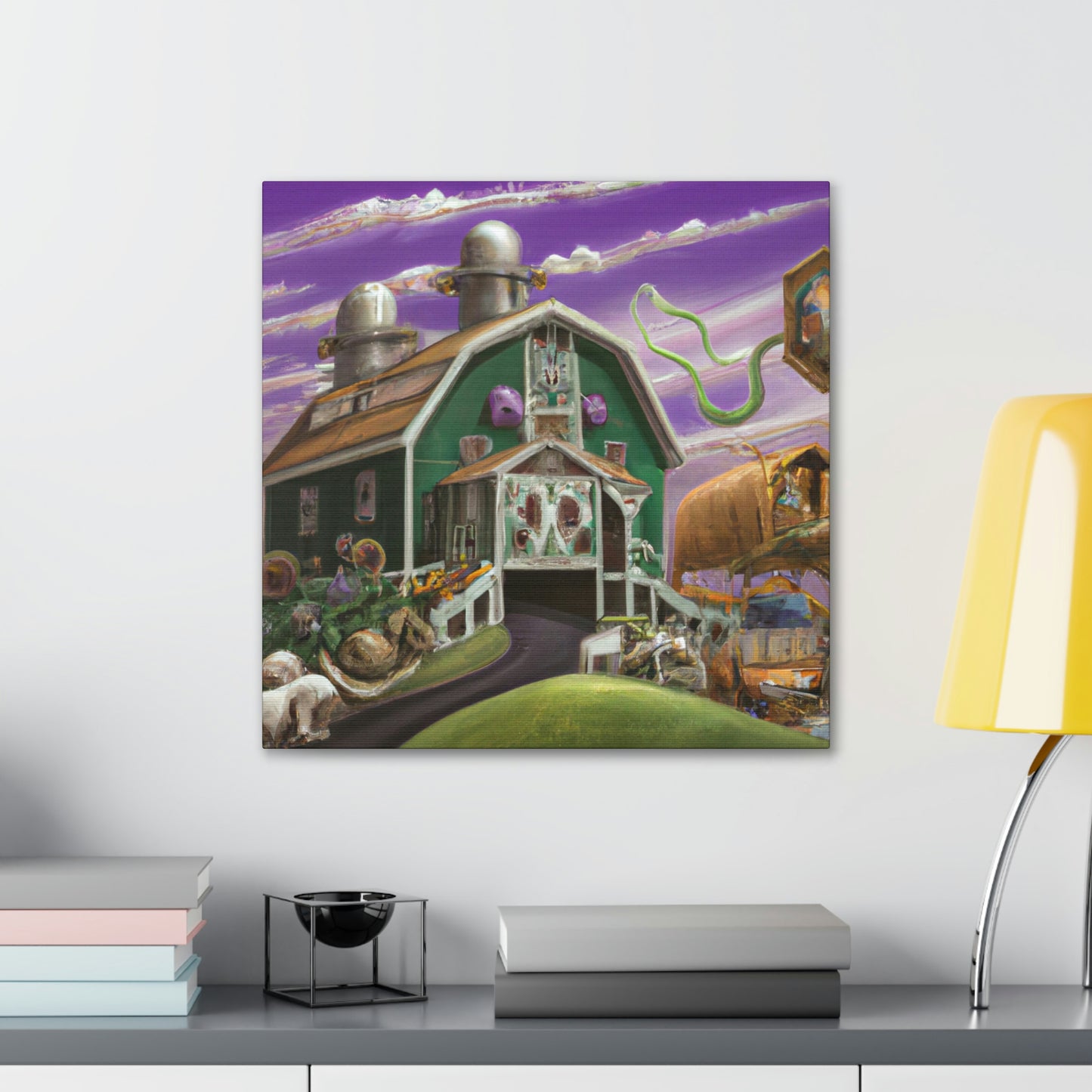 "Barn at Twilight Dreamscape" - Canvas