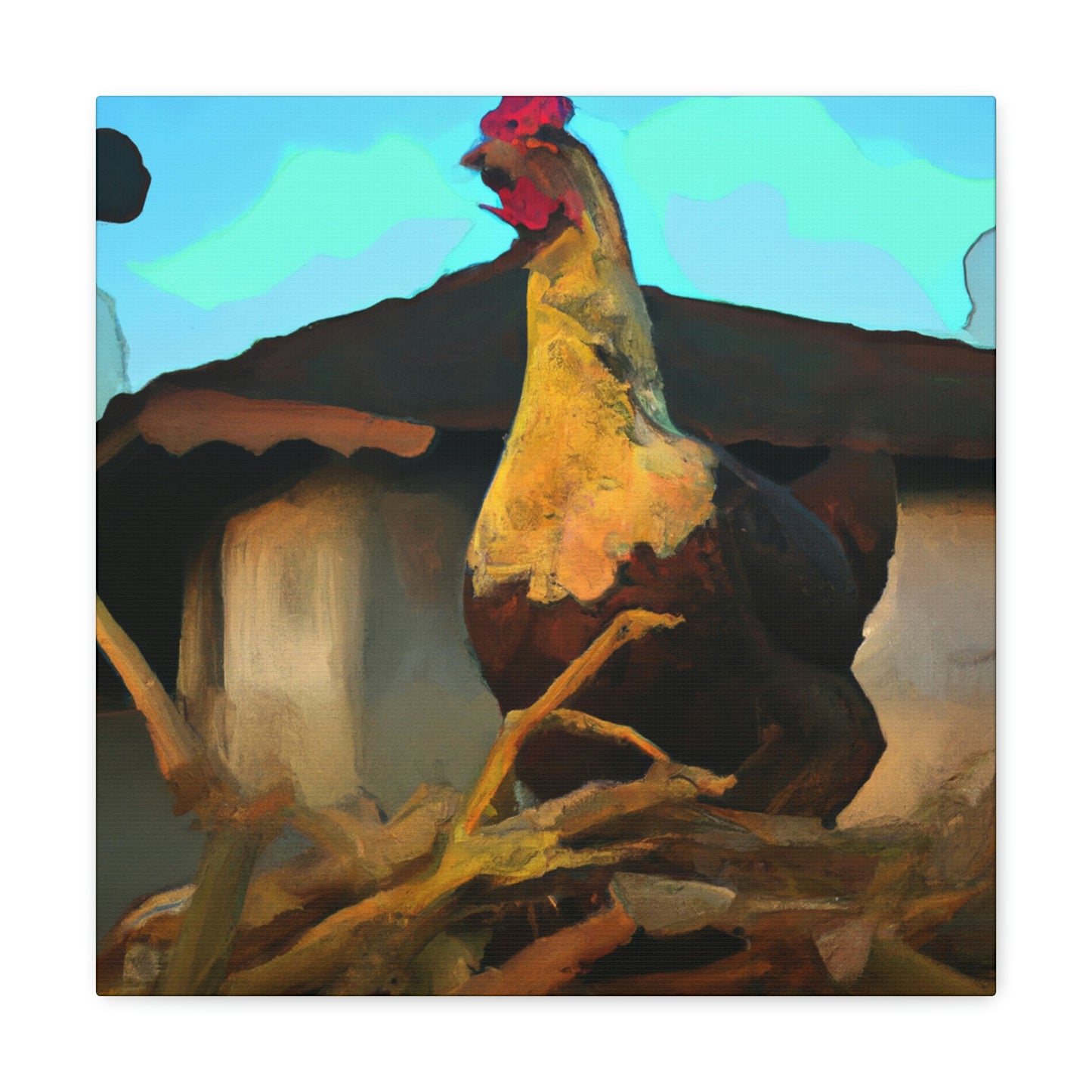 "Hen in Sunset Glow" - Canvas