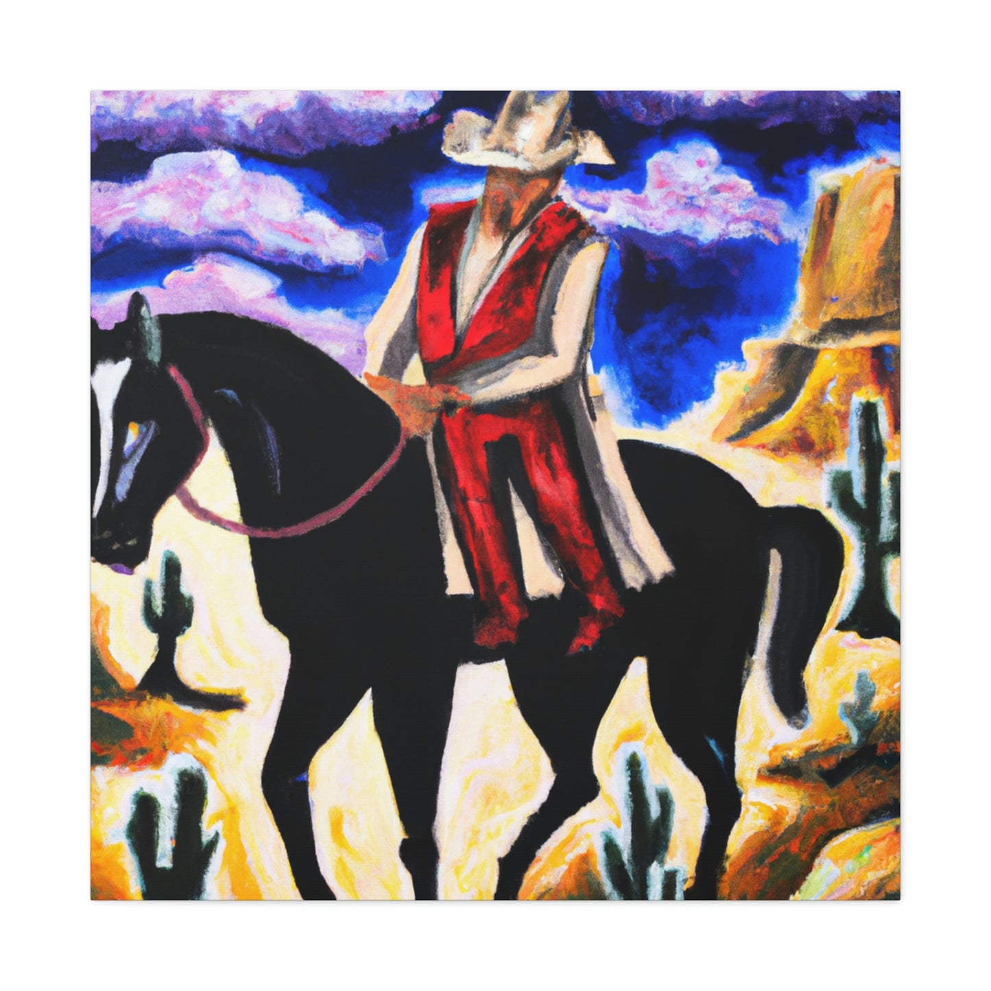 Wandering Cowboy Sunset - Canvas