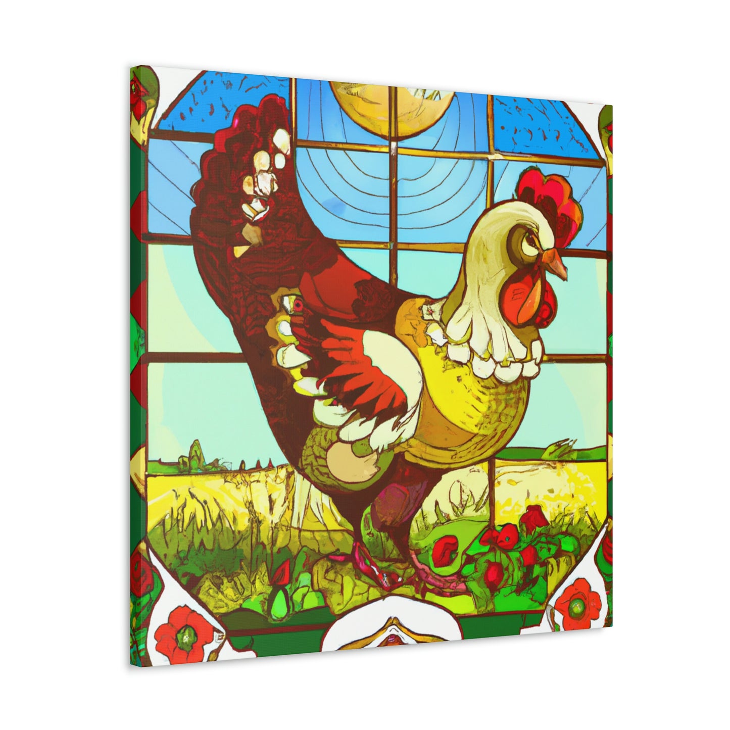 "Chickens in Art Nouveau" - Canvas