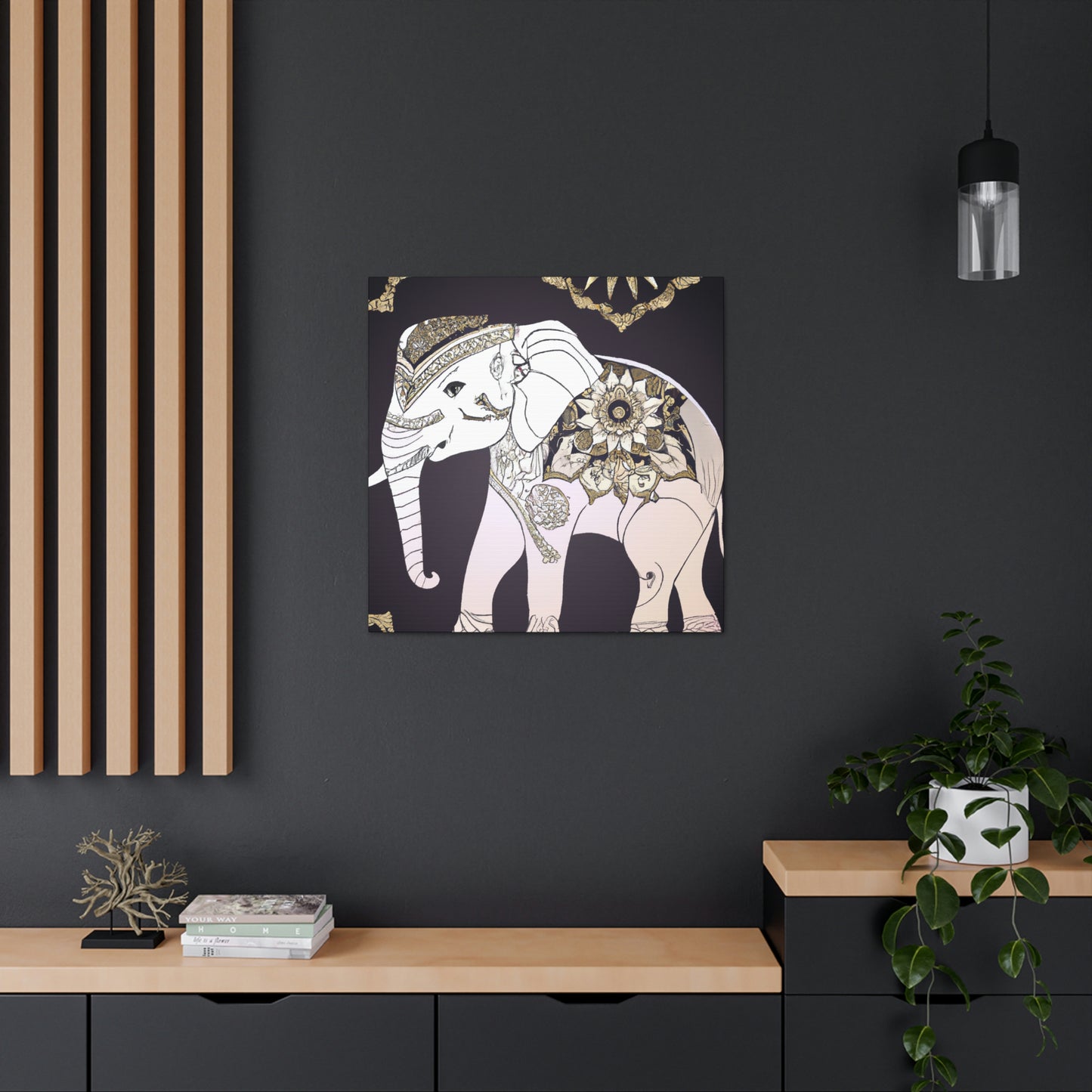 Gilded Indian Elephant. - Canvas