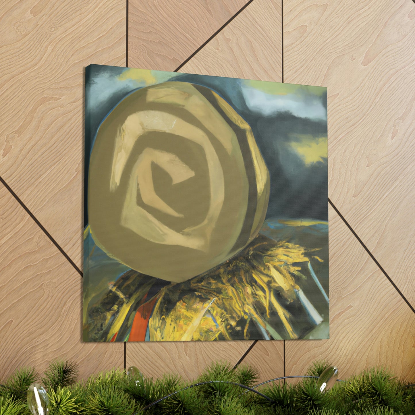 "Hay Bales in Moonlight" - Canvas