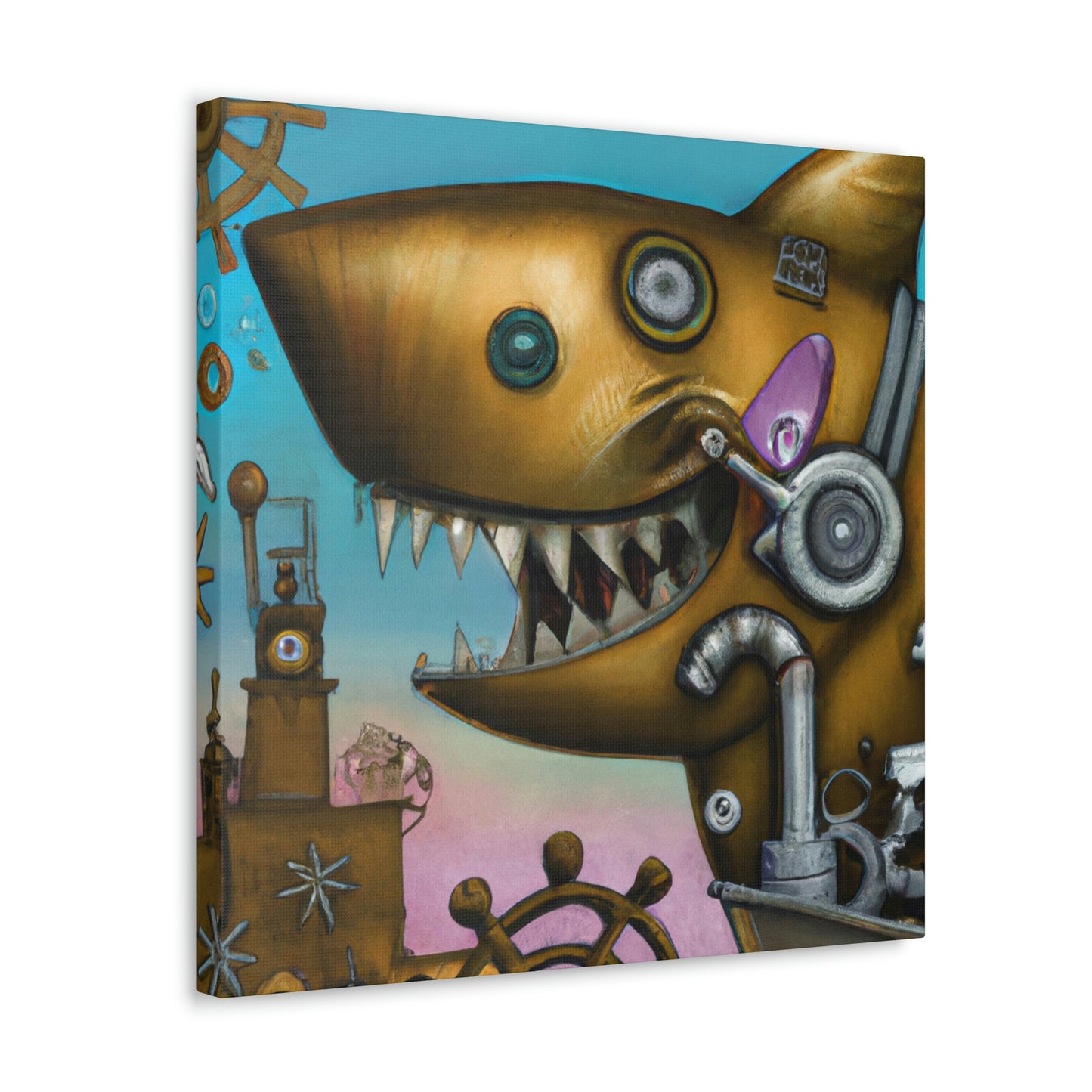 "Shark in Steampunk Goggles" - Canvas