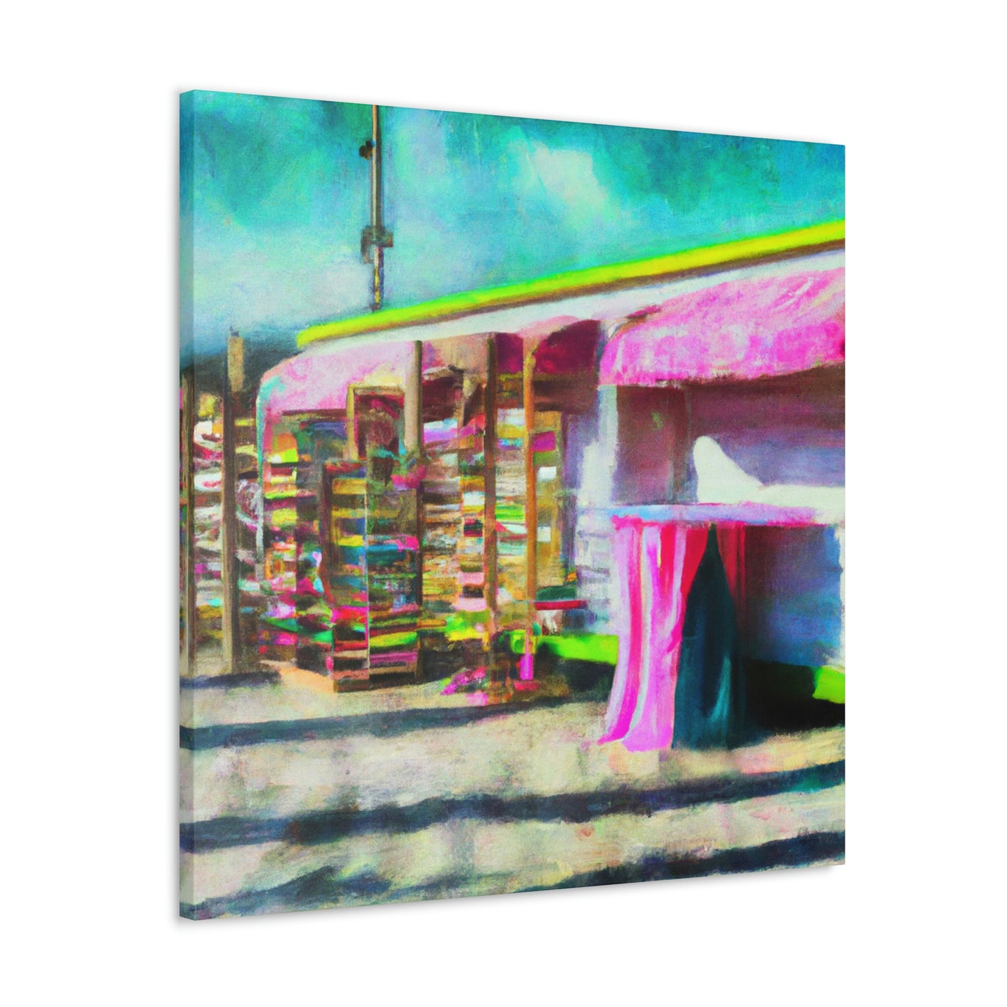 "Surreal Seaside Shops" - Canvas