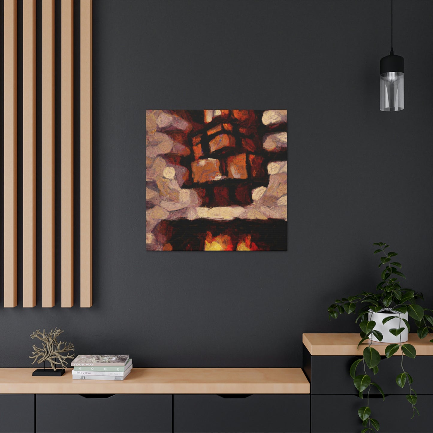 Fiery Hearth Embers - Canvas