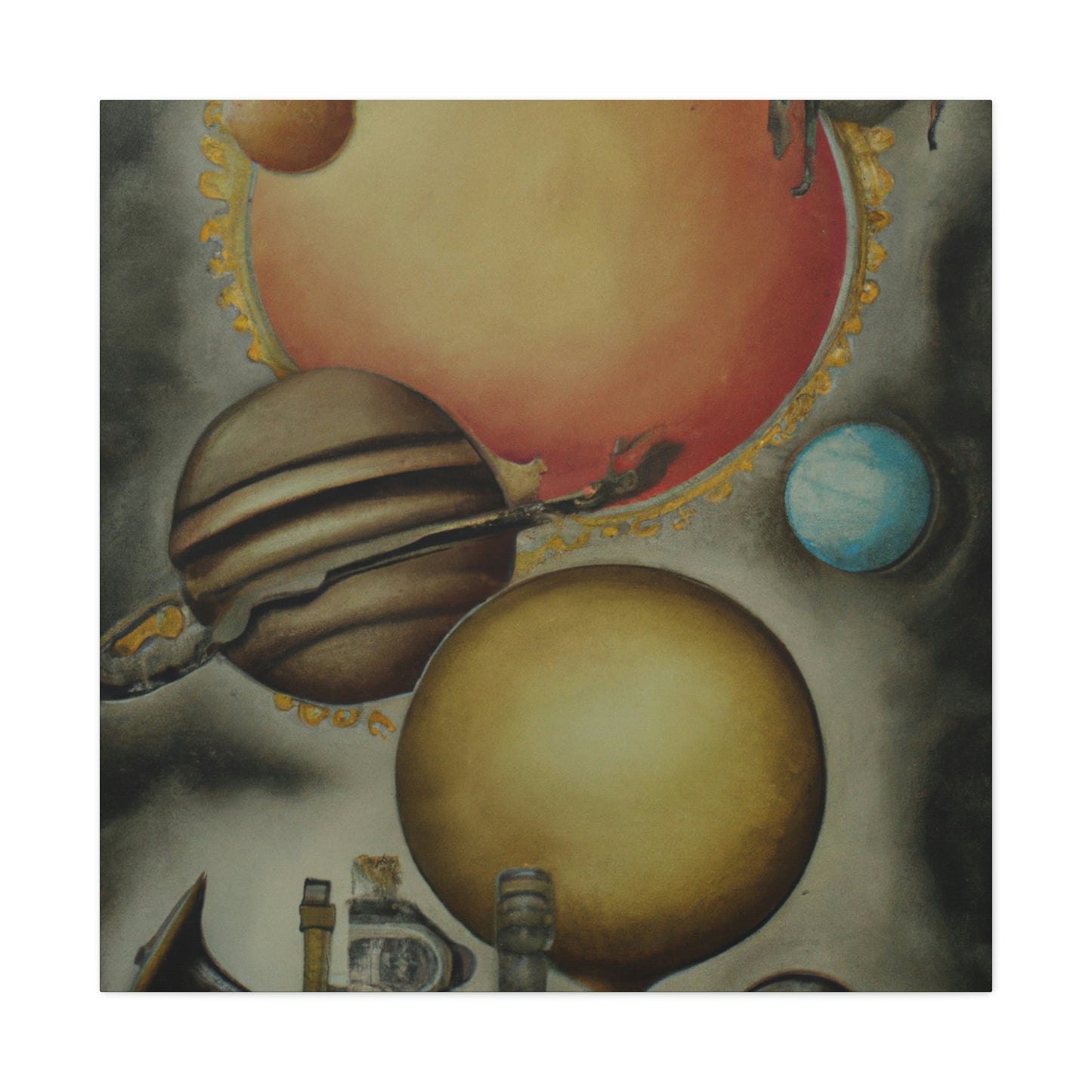 Steampunk Planets Violet - Canvas