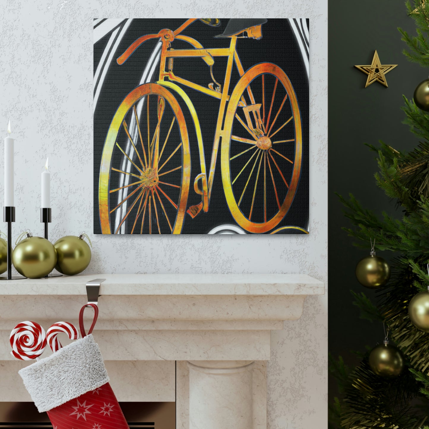 "Wheeling Art Deco Bike" - Canvas