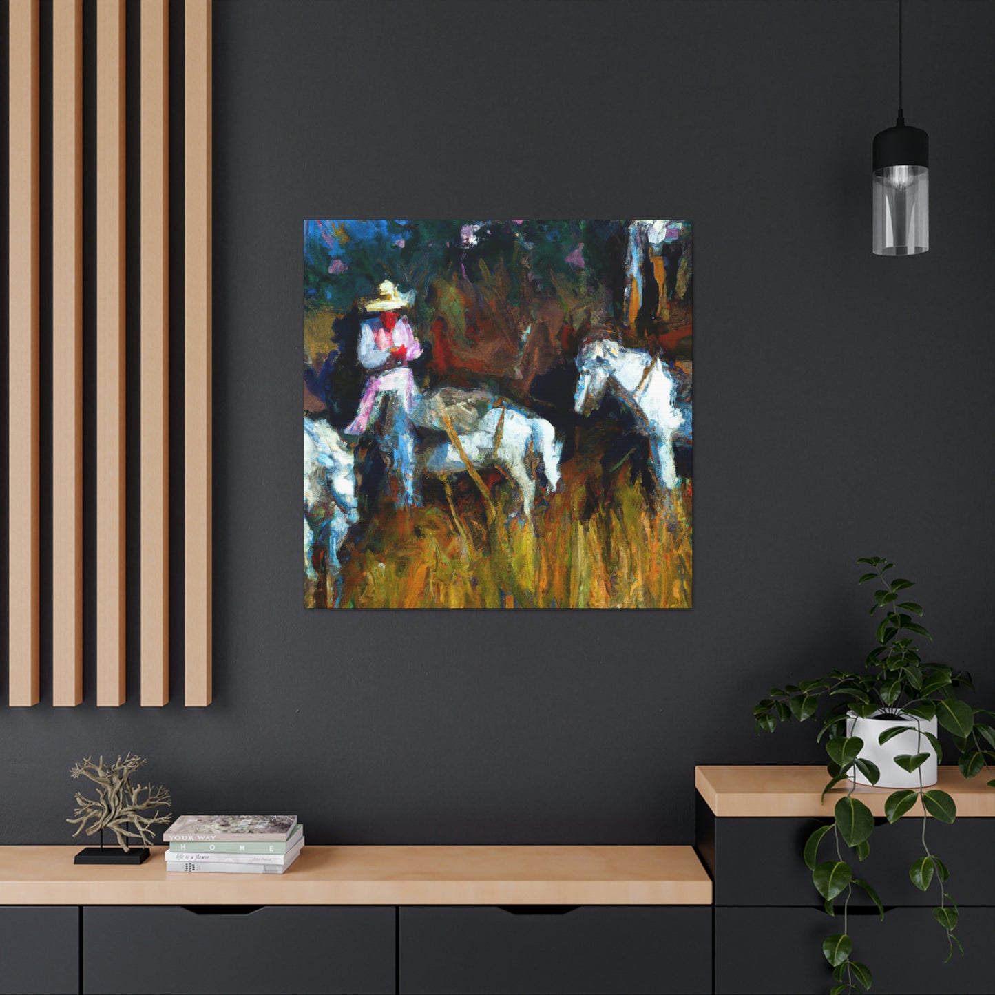 "Grazing Horses, Expression" - Canvas