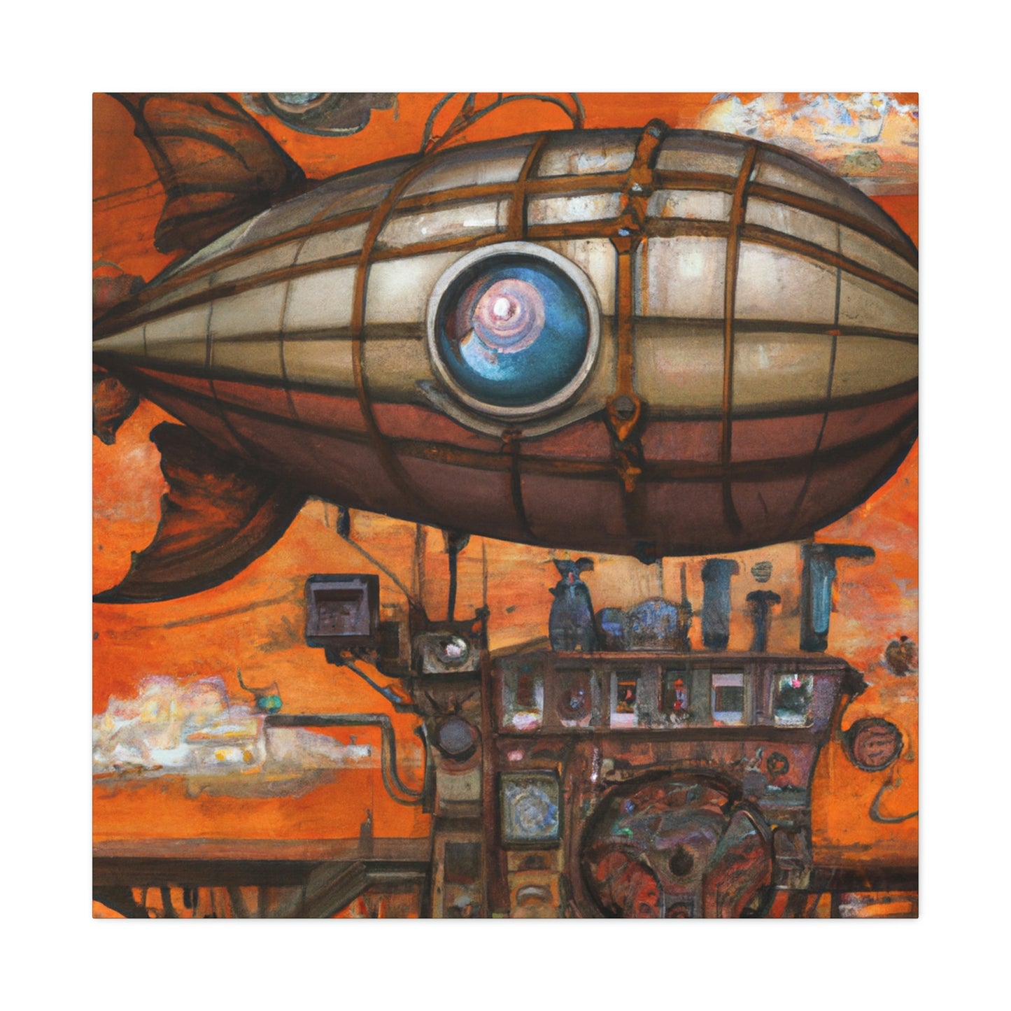 "Steampunk Blimp Descends" - Canvas