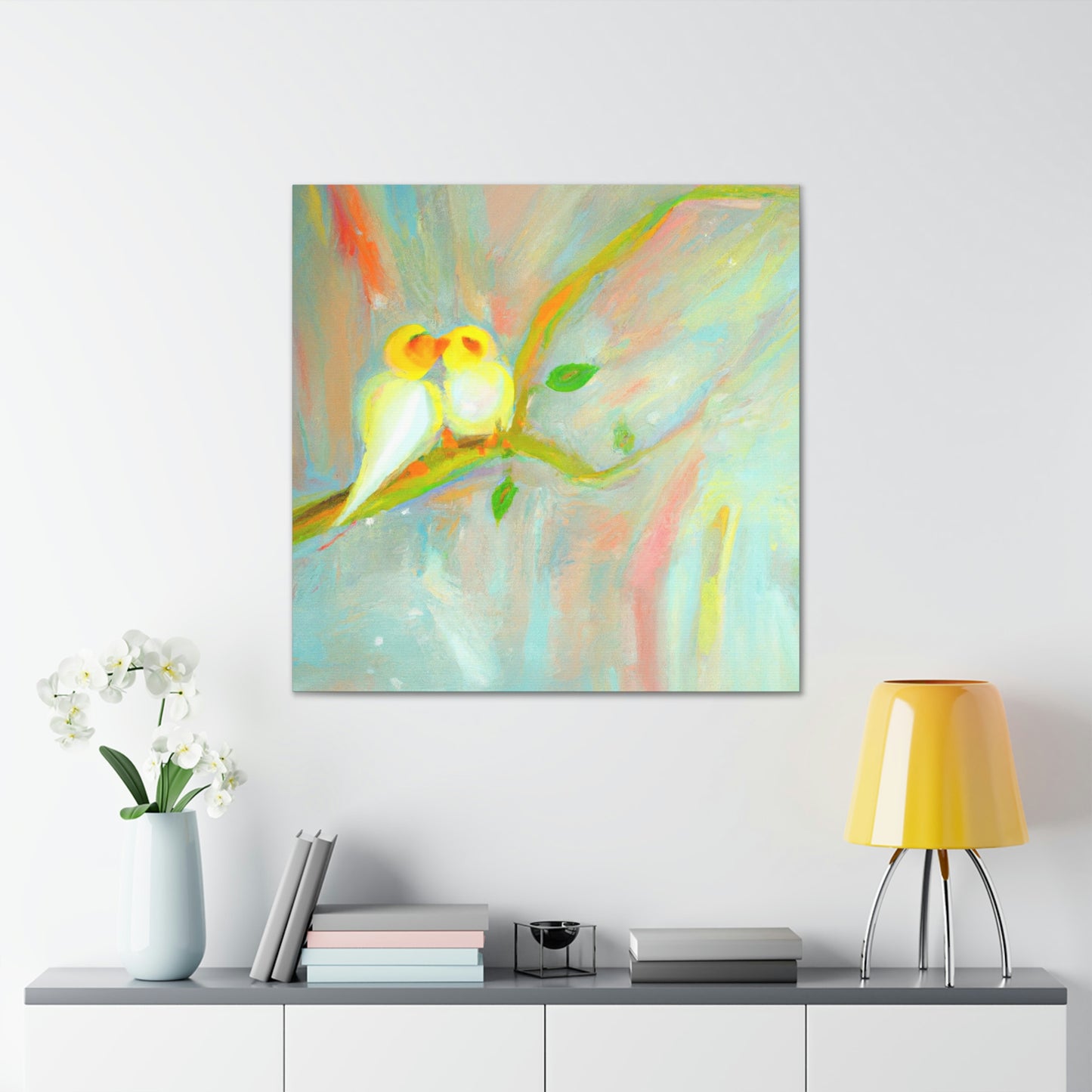 Love Birds in Branch - Canvas