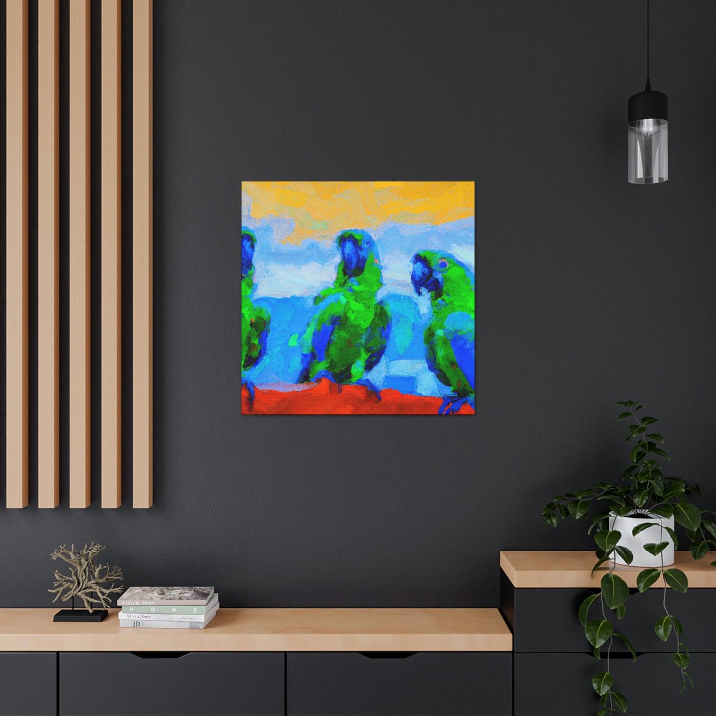 "Parrots Tinged with Passion" - Canvas